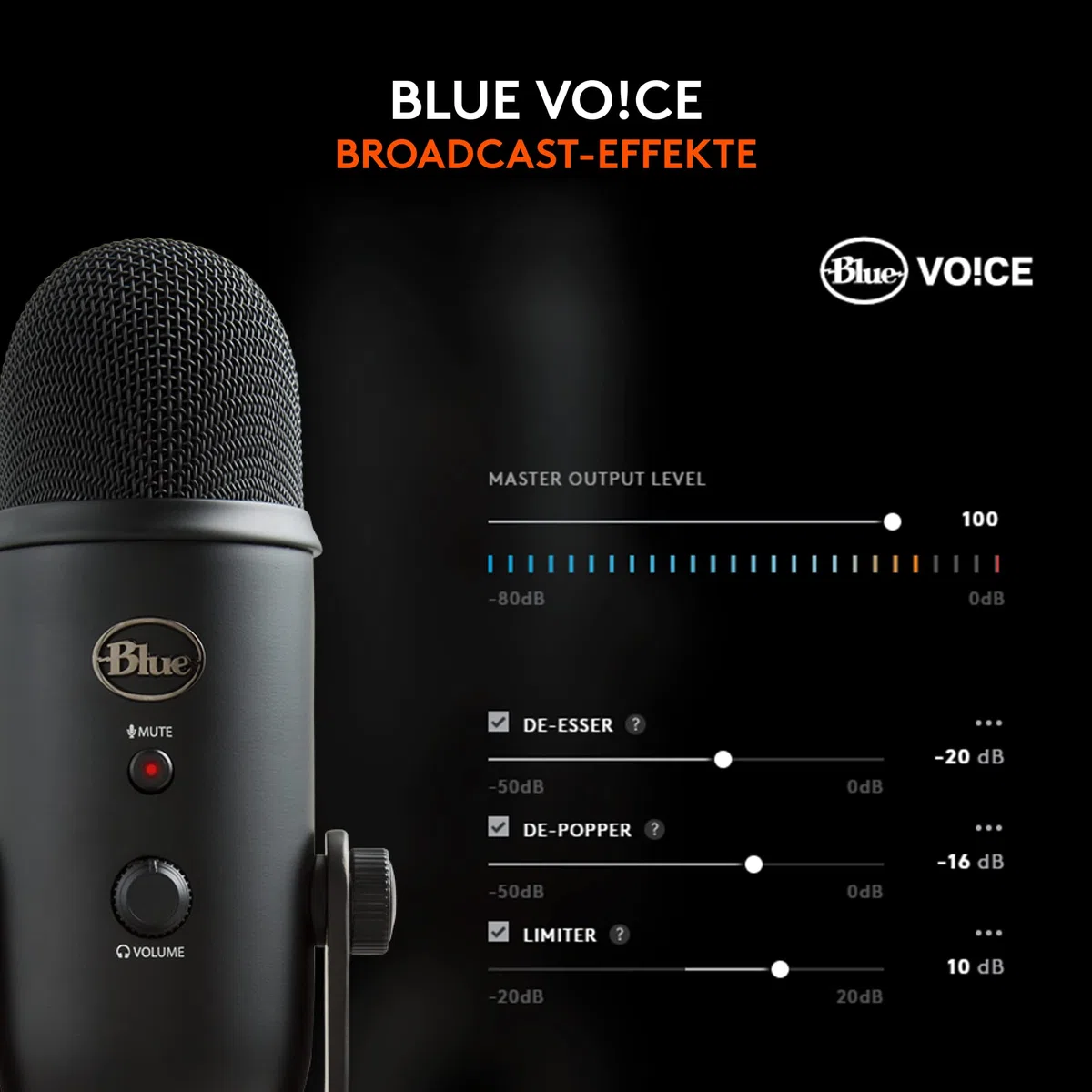 Blue Microphones Yeti Professionelles USB-Mikrofon für Aufnahmen, Streaming, Podcasting, Broadcasting, Gaming, Voiceover und mehr, Plug 'n Play auf PC und Mac - Schwarz