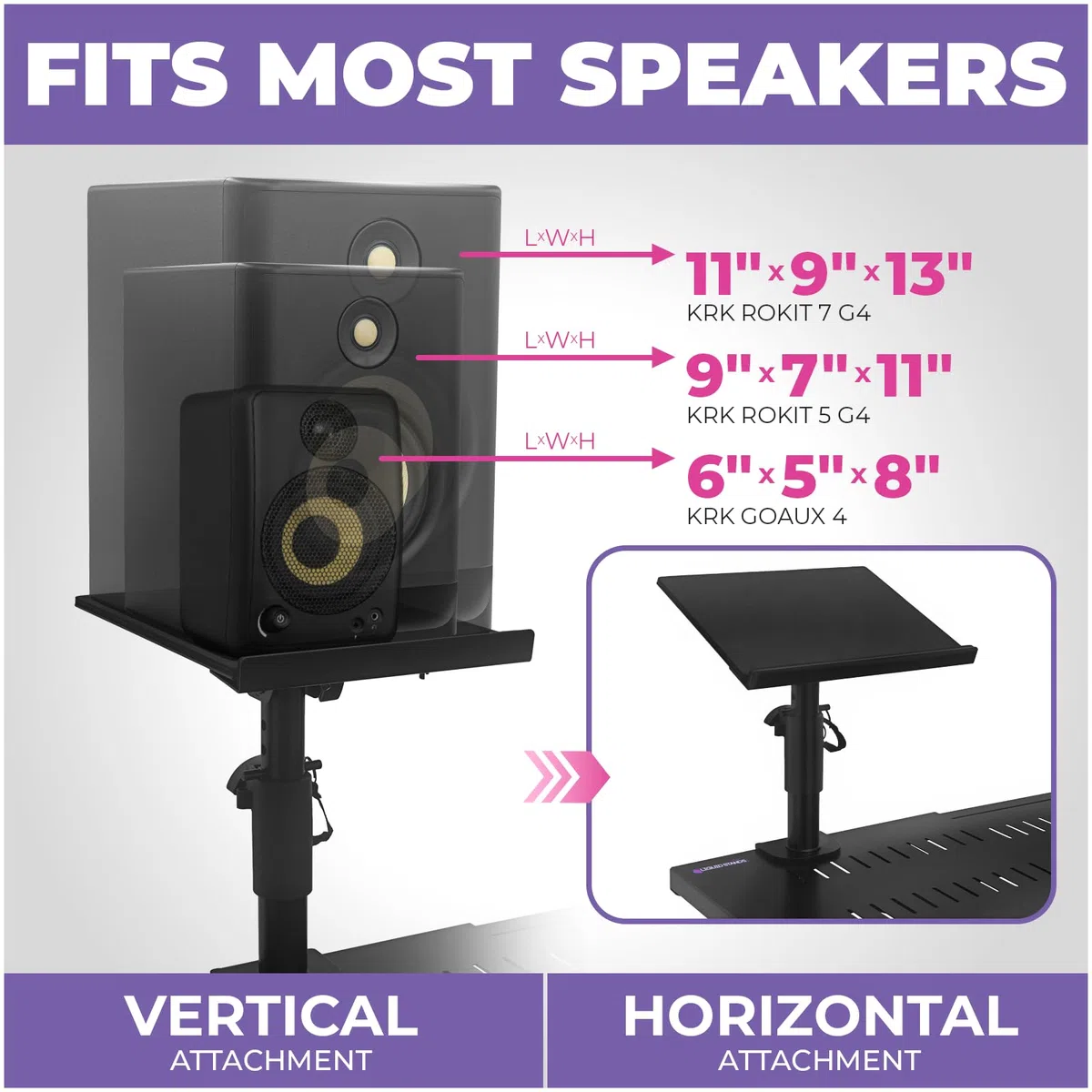 Liquid Stands Studio-Monitorständer – Musikstudio-Desktop-Lautsprecherständer – 2 Stück, 30,5 x 22,9 cm, verstellbare Kurze oder hohe Monitor-Lautsprecherständer für Musikstudio, Schreibtisch,