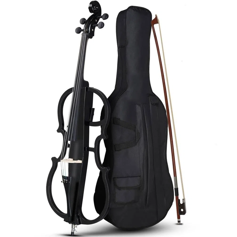 Elektrisches Cello 4/4, Volle Größe E-Cello-Bausatz Mit Leichter Cellotasche Erwachsene, Schüler, Anfänger