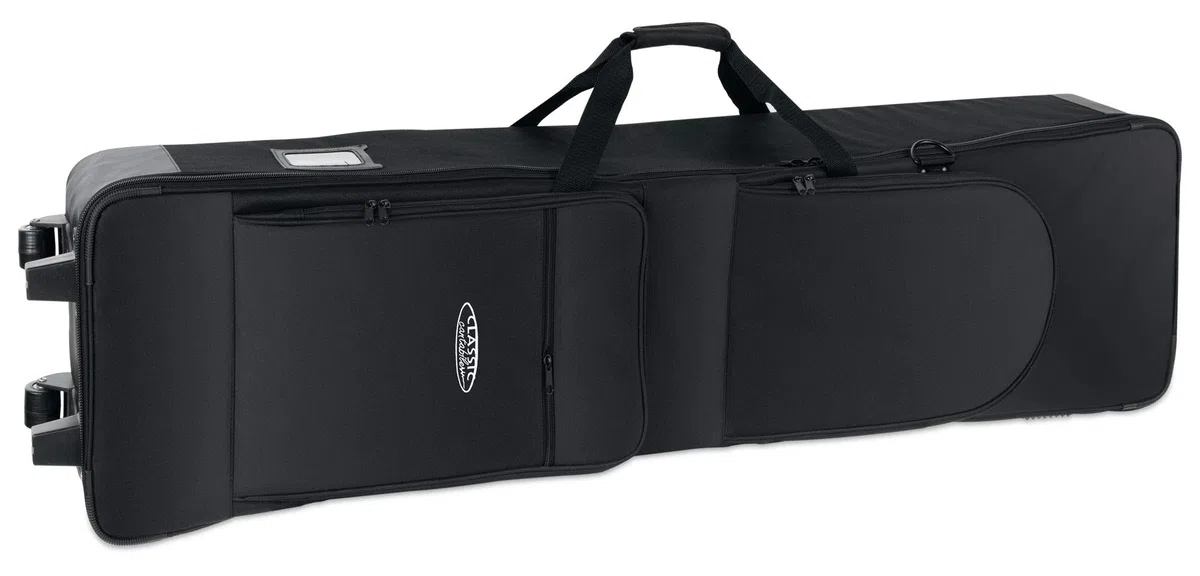 Classic Cantabile Keyboardtasche G2 - mit Trolley-Rollen - 138 x 36,5 x 17 cm - 2 große Außentaschen - schwarz