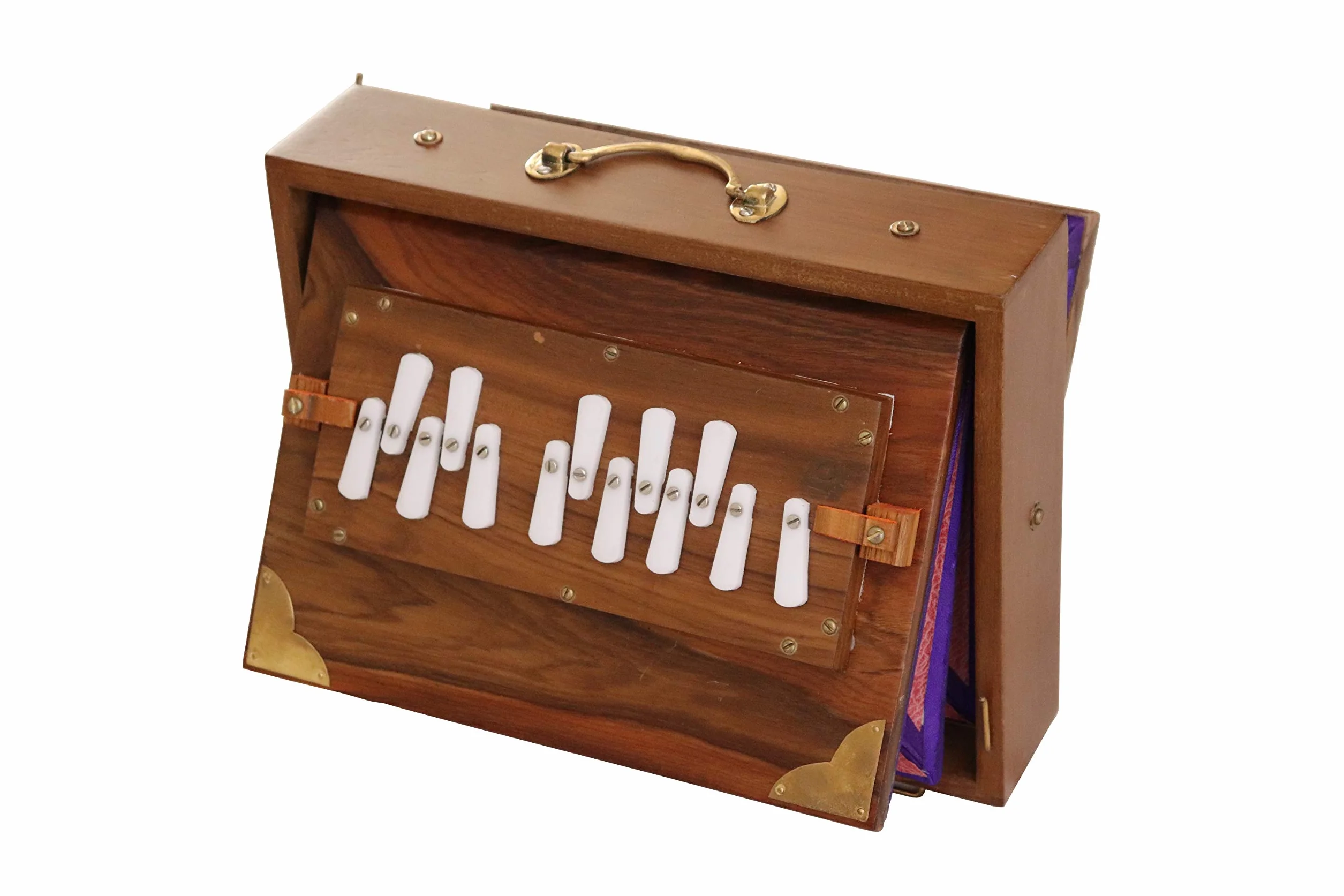 Shruti Box Raga, professionelles Modell, aus Teak-Holz, C-Tonleiter (c3 bis c4), 30 x 22 x 8,5 cm, Gewicht 2 kg, gestimmt auf 440 Hz (432 Hz auf Anfrage).