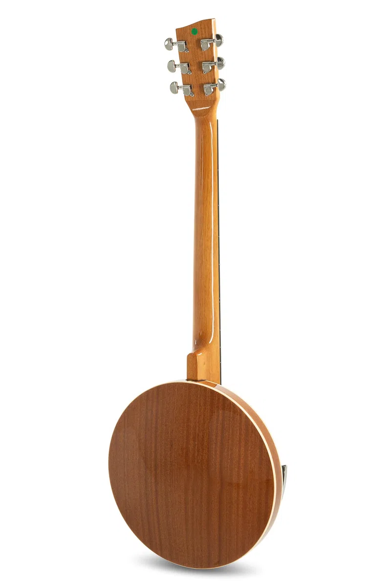 GEWA Gitarren-Banjo 6-saitig Serie Select - Mahagoni-Kessel Ø 33,5cm - Mahagoni-Resonator - inkl. Koffer - REMO Weatherking Fell - Naturfarben - Hochglanzlackiert