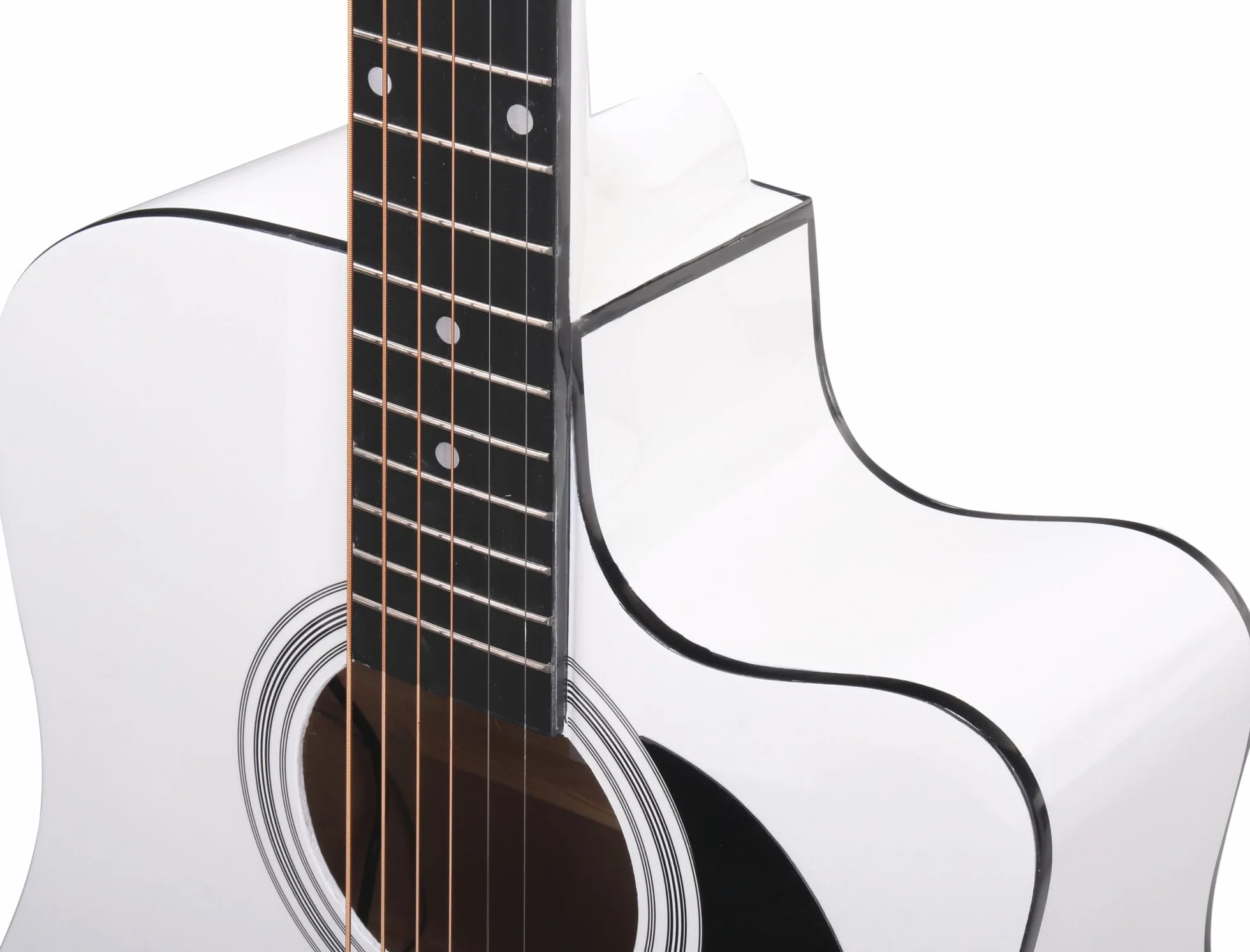 Classic Cantabile WS-10WH-CE Westerngitarre mit Tonabnehmer (Akustik und verstärkt, Dreadnought, Cutaway, 3-Band EQ + Presence, Stimmgerät Tuner mit LCD, XLR und Klinke) weiß Hochglanz