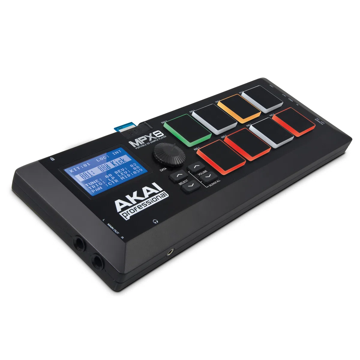 AKAI Pro Professional MPX8 - Portabler Sample Pad Controller mit 8 Performance Ready Pads & On Board SD Kartenslot