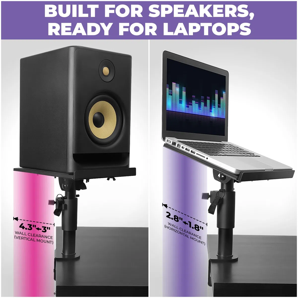 Liquid Stands Studio-Monitorständer – Musikstudio-Desktop-Lautsprecherständer – 2 Stück, 30,5 x 22,9 cm, verstellbare Kurze oder hohe Monitor-Lautsprecherständer für Musikstudio, Schreibtisch,