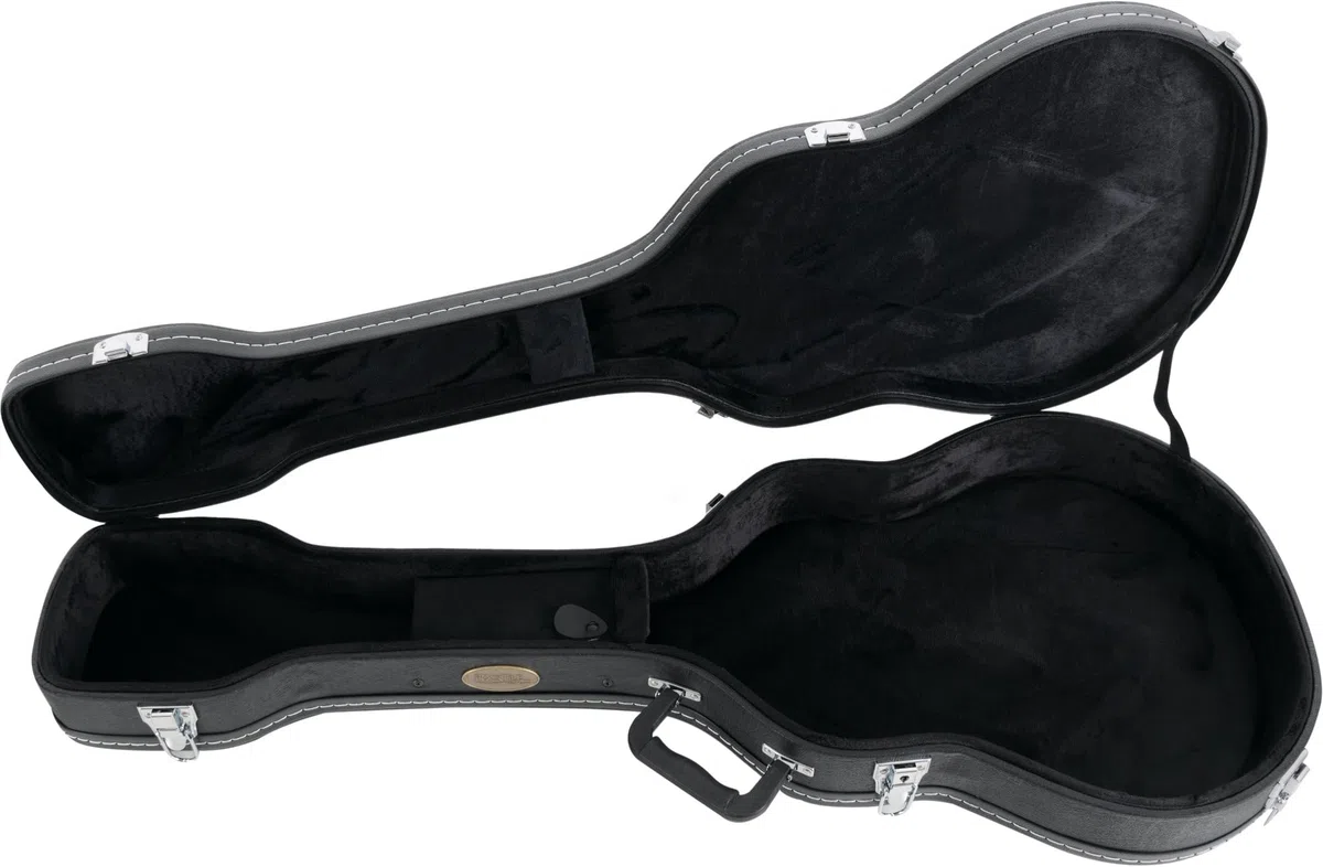 ROCKTILE Gitarrenkoffer für Halbakustik Gitarre ES-Style II - gepolstertes Hardcase - integriertes Innenfach - abschließbar - Gesamtlänge: 106 cm - Schwarz