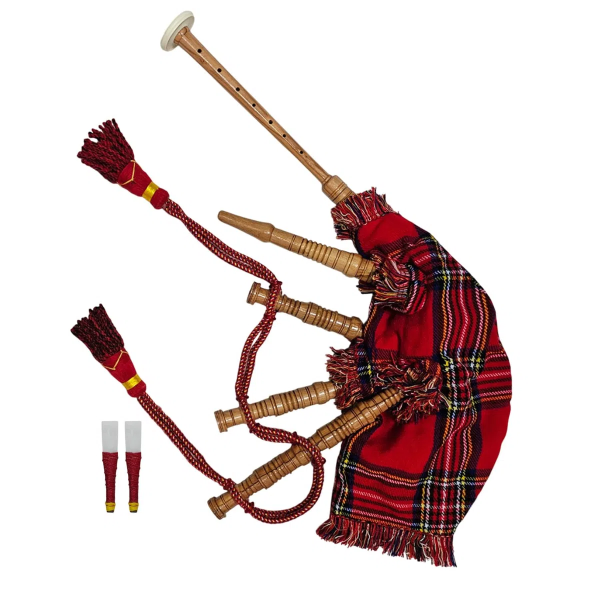 Royal Stewart Tartan Anfänger-Dudelsack Cocus-Holz-Finish mit 2 Blättern Übungs-Dudelsack