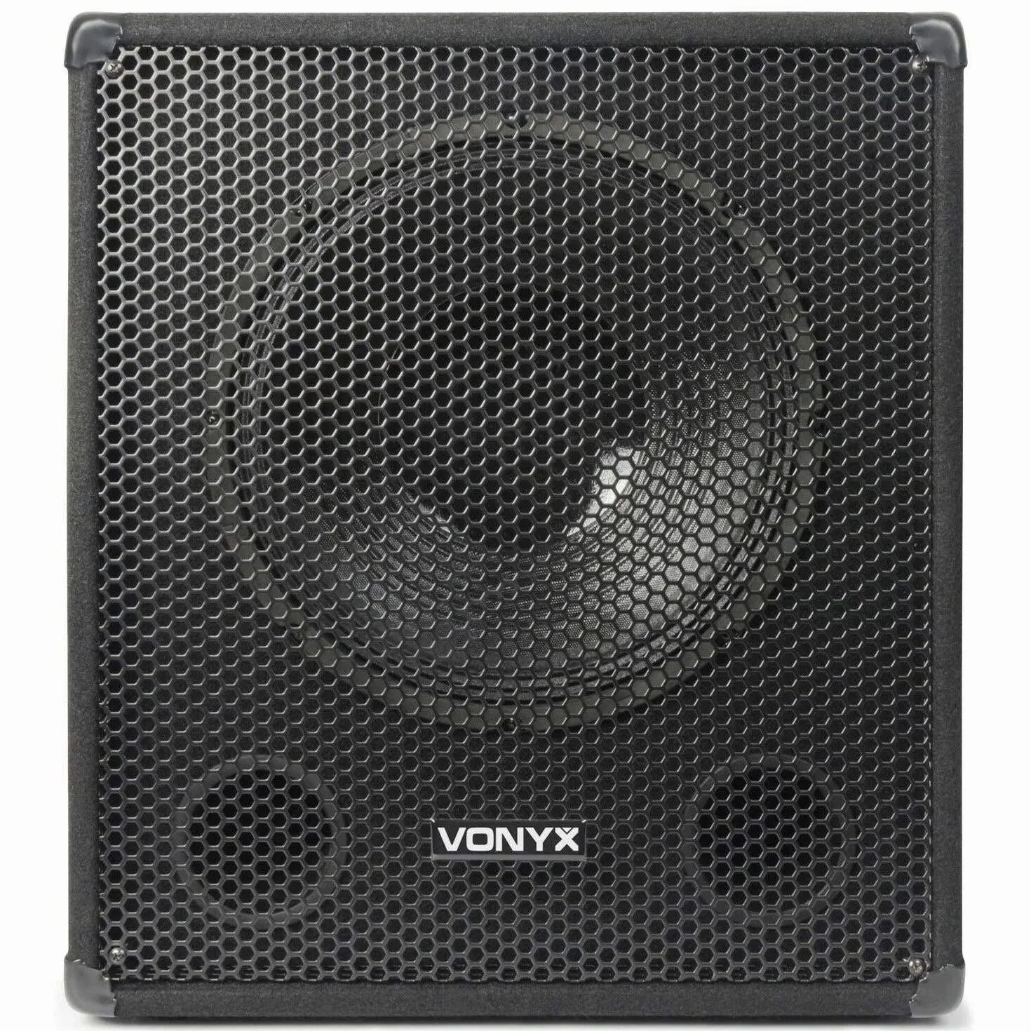 Vonyx SWA15 PA Subwoofer Aktiv, Bass Box, 15 Zoll Sub 600 Watt, XLR, RCA Line, Phase, Tiefpassfilter, Bassbox Tieftöner mit integriertem Verstärker, Basslautsprecher mit Filzbeschichtung - Schwarz