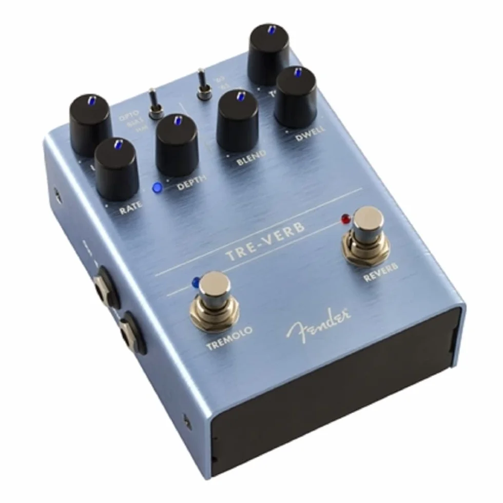 Fender Tre-Verb, Effektpedal für Gitarre, Digitales Reverb/Tremolo