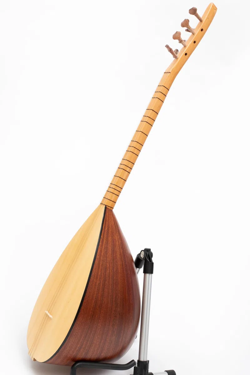 Saz Baglama mit kurzem Hals und speziellem Mahagoni und integriertem Tonabnehmer, Palisanderwirbel, handgefertigtes Instrument, mit Plektren und extra Saiten, SAZ-MSM-118