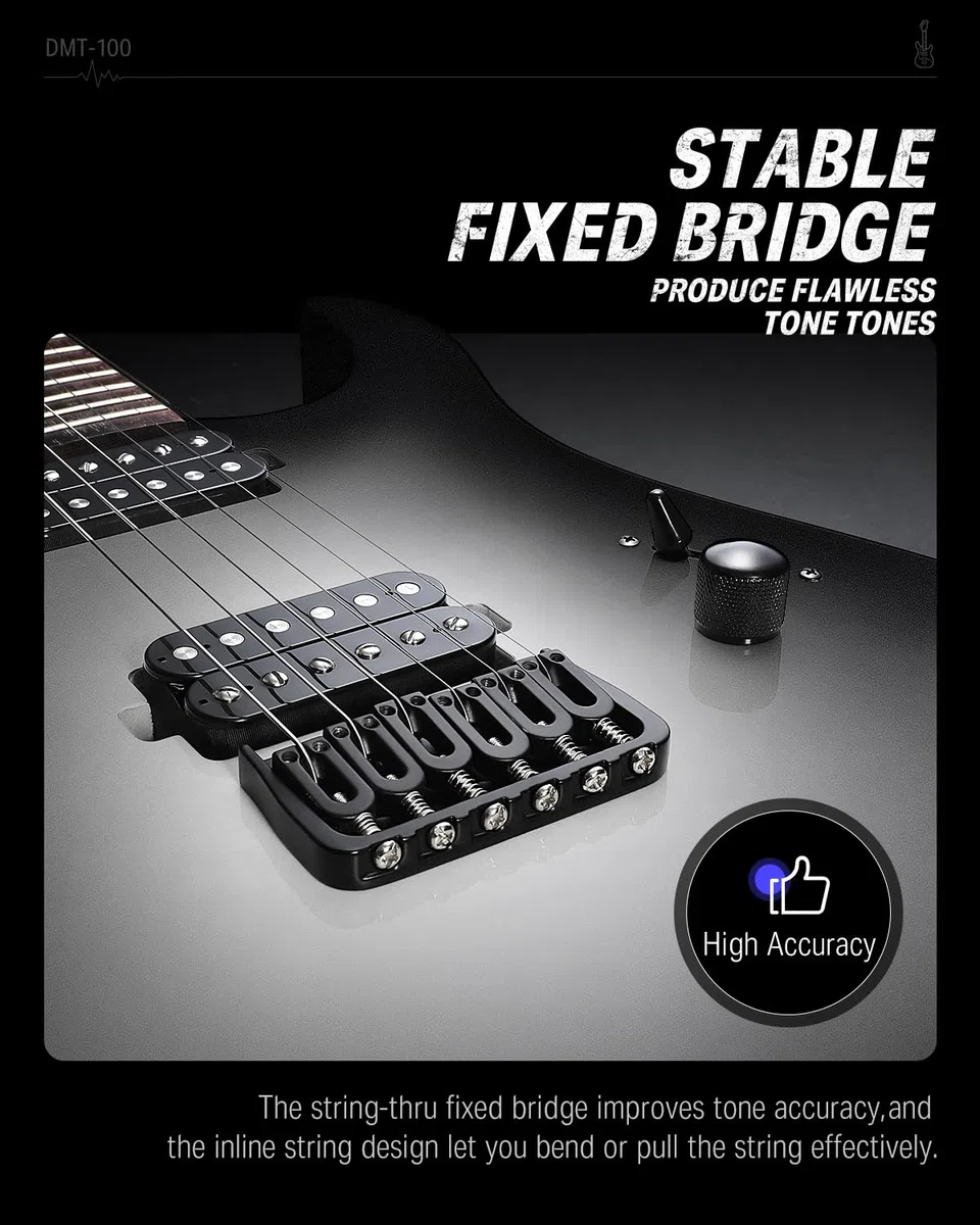 Donner Solid Body E-Gitarre, 39 Zoll Metall E-Gitarre Anfänger Kits mit Tasche, Saiten, Gurt, Kabel, Saitendämpfer für Rockmusikliebhaber, DMT-100 (Gradient Black)