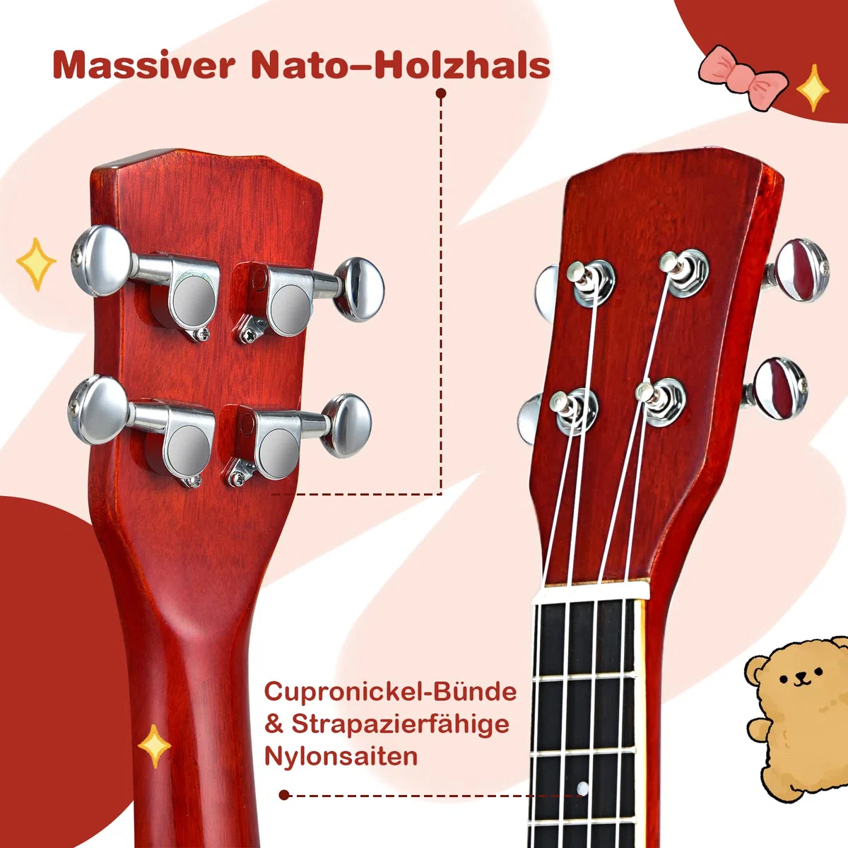 COSTWAY 4 Saiten Banjo 24 Zoll mit Reinigungstuch, Stimmgerät, Gurt, Saiten, Tasche, Reise Banjolele Set Ukulele für Kinder & Anfänger