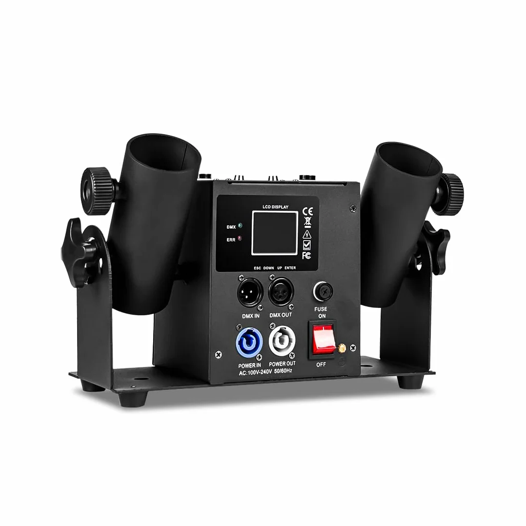 2 Kopf Konfettimaschine, Konfetti Gebläse Maschine, Double Shot Streamer Launcher Elektrischer Konfettiblaster, DMX Fernsteuerung(2 Stück)