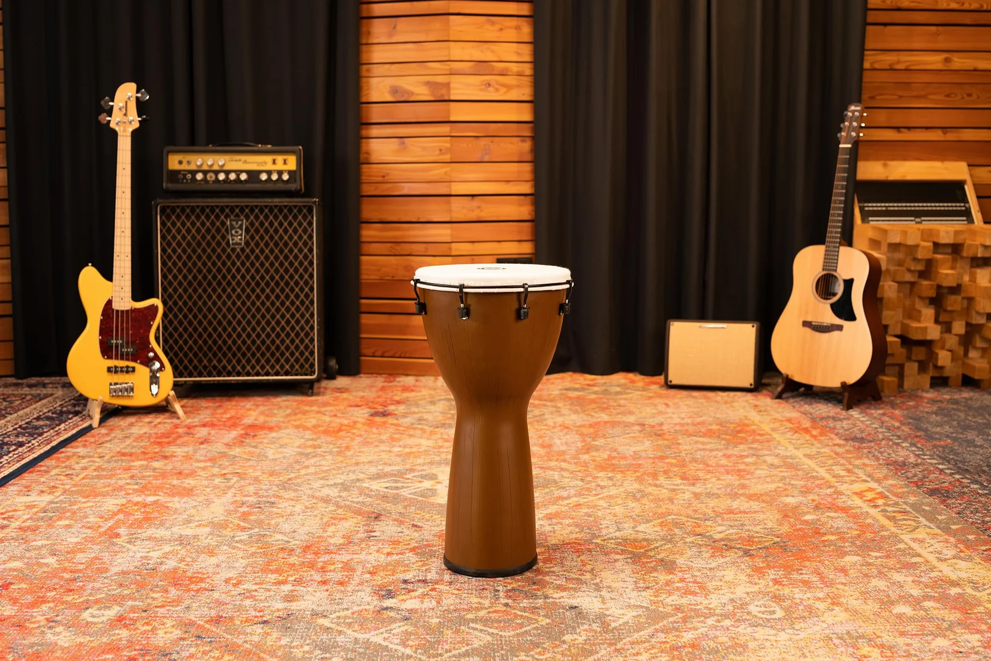 Meinl Percussion Alpine Djembe Instrument - Große Handtrommel - Mechanisches Stimmsystem - Durchmesser 12 Zoll - Kunststoff, Braun(ADJ12-BW)