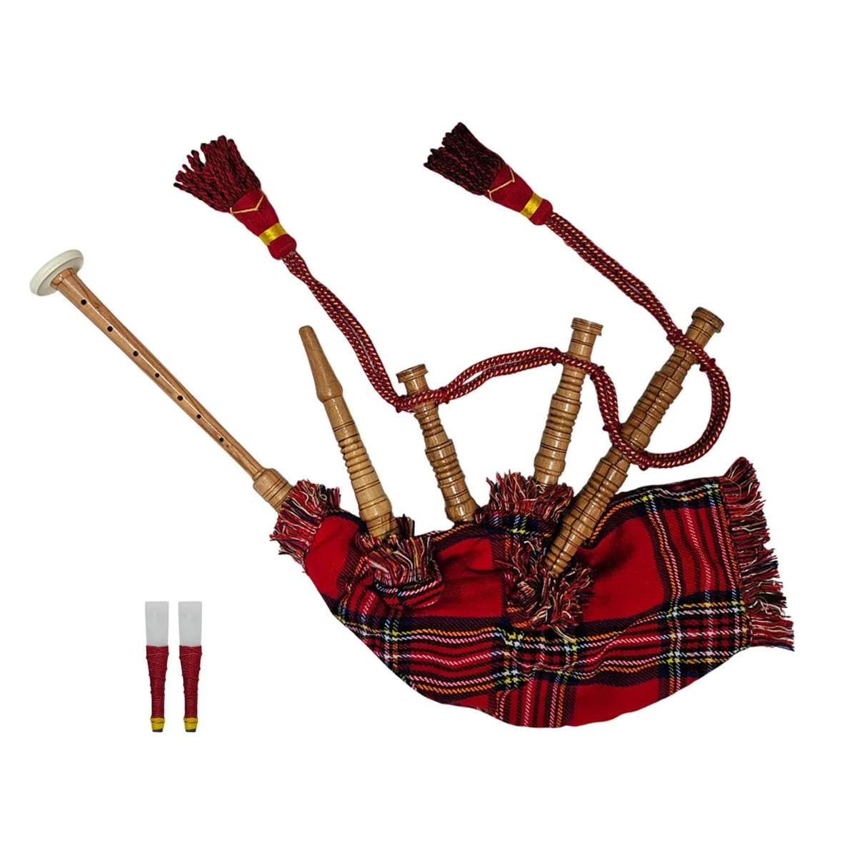Royal Stewart Tartan Anfänger-Dudelsack Cocus-Holz-Finish mit 2 Blättern Übungs-Dudelsack