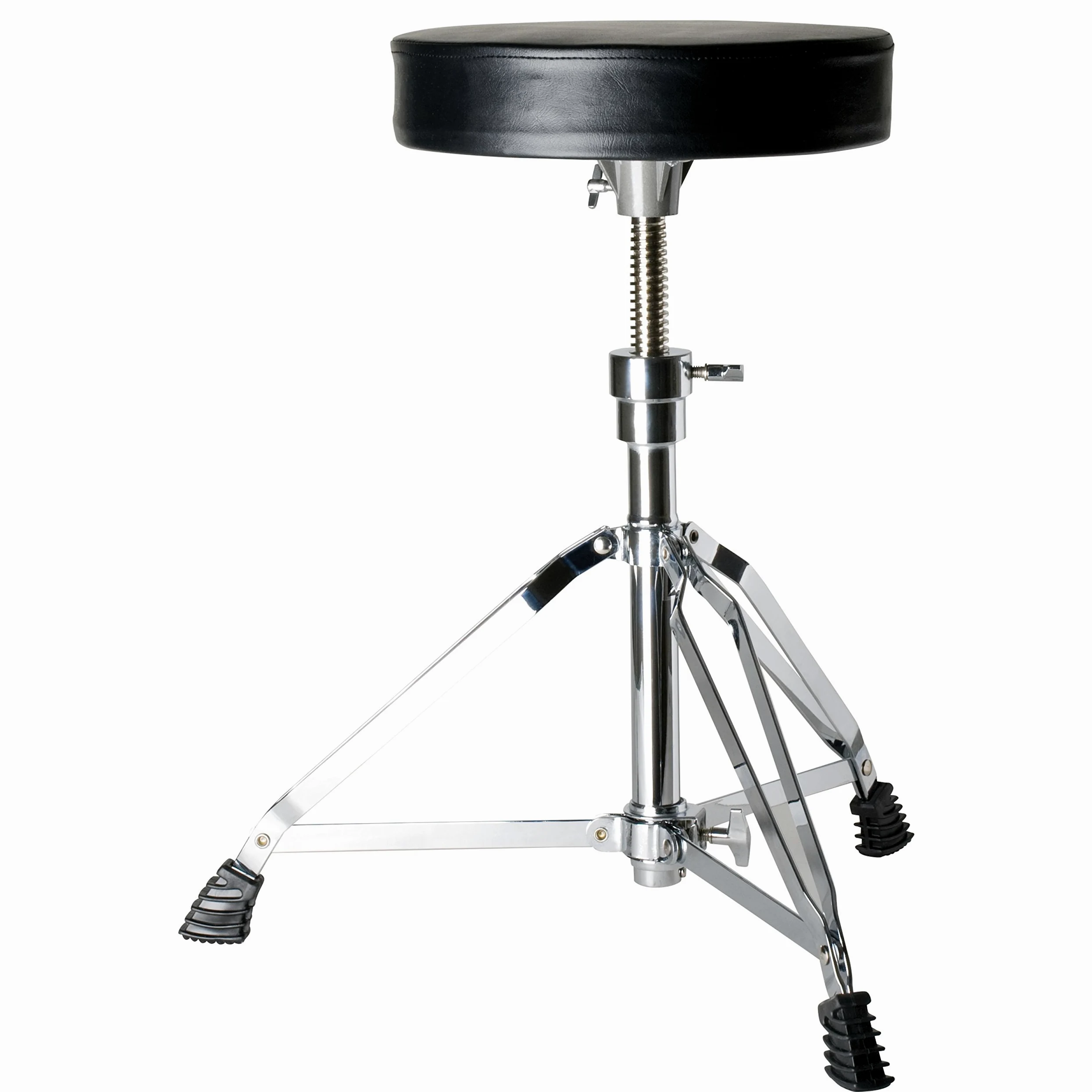 Fame Drumhocker D4001, doppelstrebig, stufenlos höhenverstellbar von 45 cm – 59 cm, breite Gummifüße, gepolsterte Sitzfläche, verchromt, für alle Altersgruppen