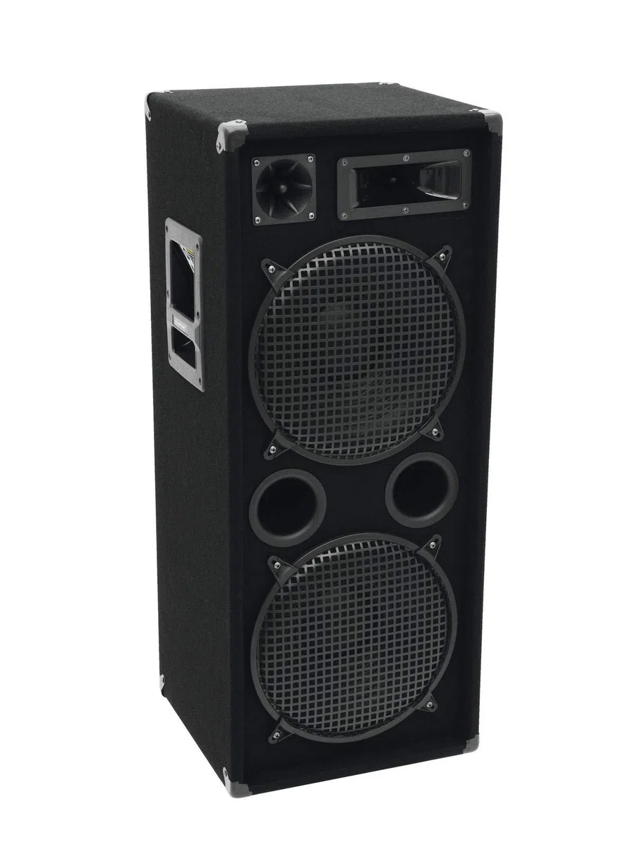OMNITRONIC DX-2222 3-Wege Box 1000 W | Robuste Full-Range-Box mit 2x12" Tieftöner und 1000 Watt Leistung | 1 Stück
