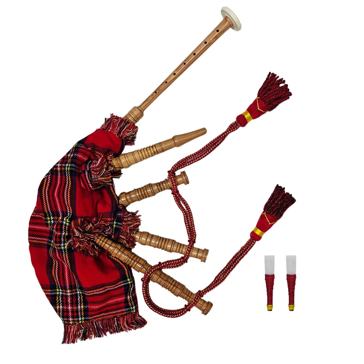 Royal Stewart Tartan Anfänger-Dudelsack Cocus-Holz-Finish mit 2 Blättern Übungs-Dudelsack