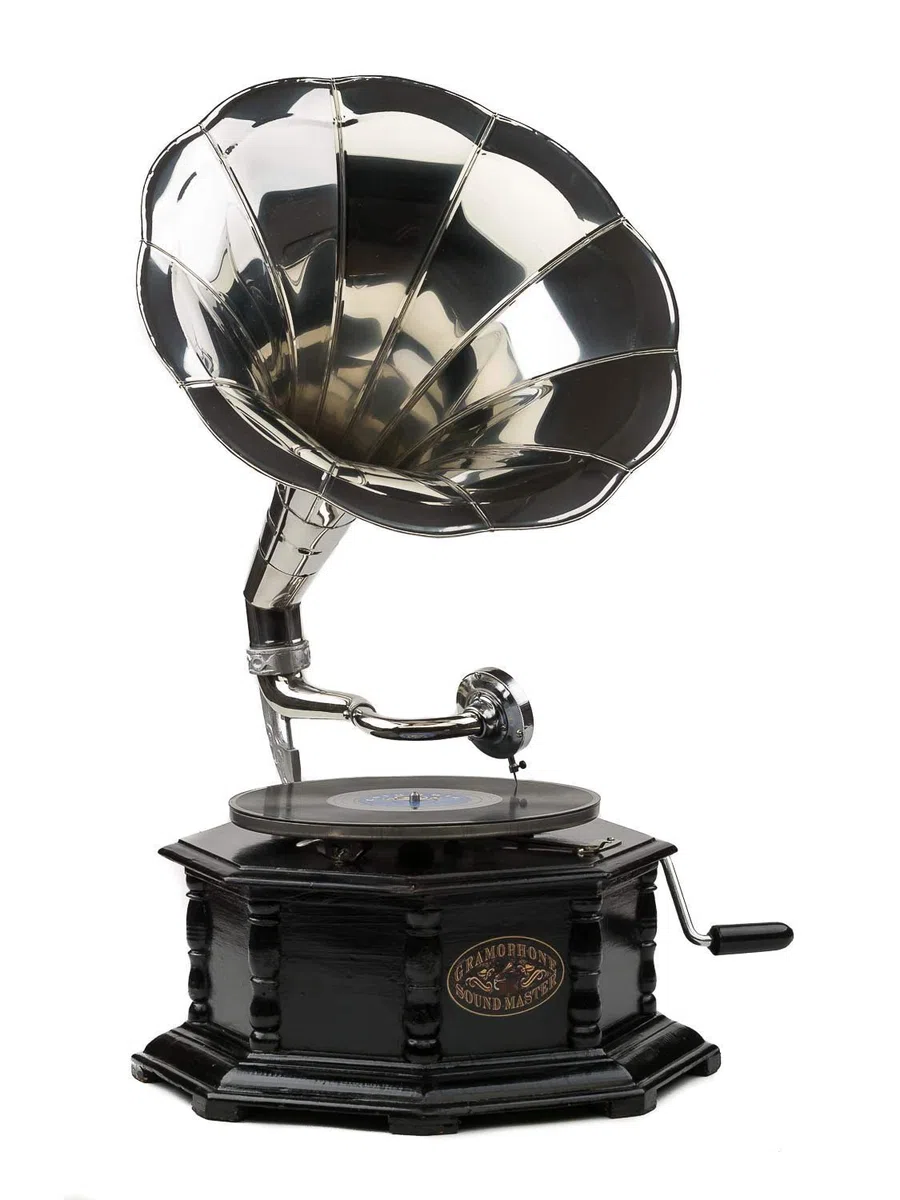 Grammophon Holz für Schellackplatten Trichtergrammophon Grammophone antik Stil
