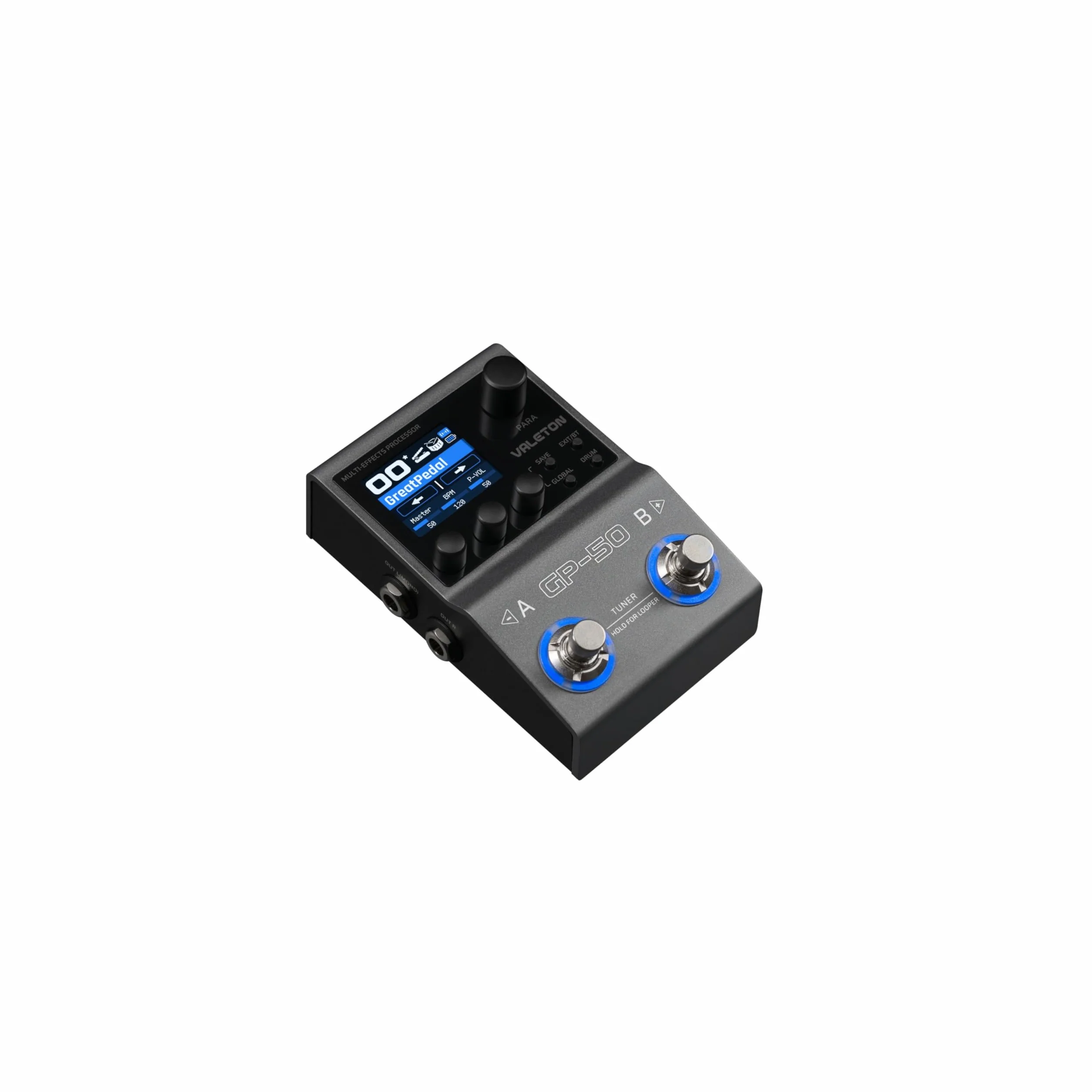 Valeton GP-50 Multieffektpedal (Multieffektprozessor mit 100+ HD-Effekten, NAM- und IR-Loader, 1,77"" Farbdisplay, Bluetooth, Looper, Drum Machine, 9 Effektmodule, Expression-Pedal-Anschluss), Schwarz