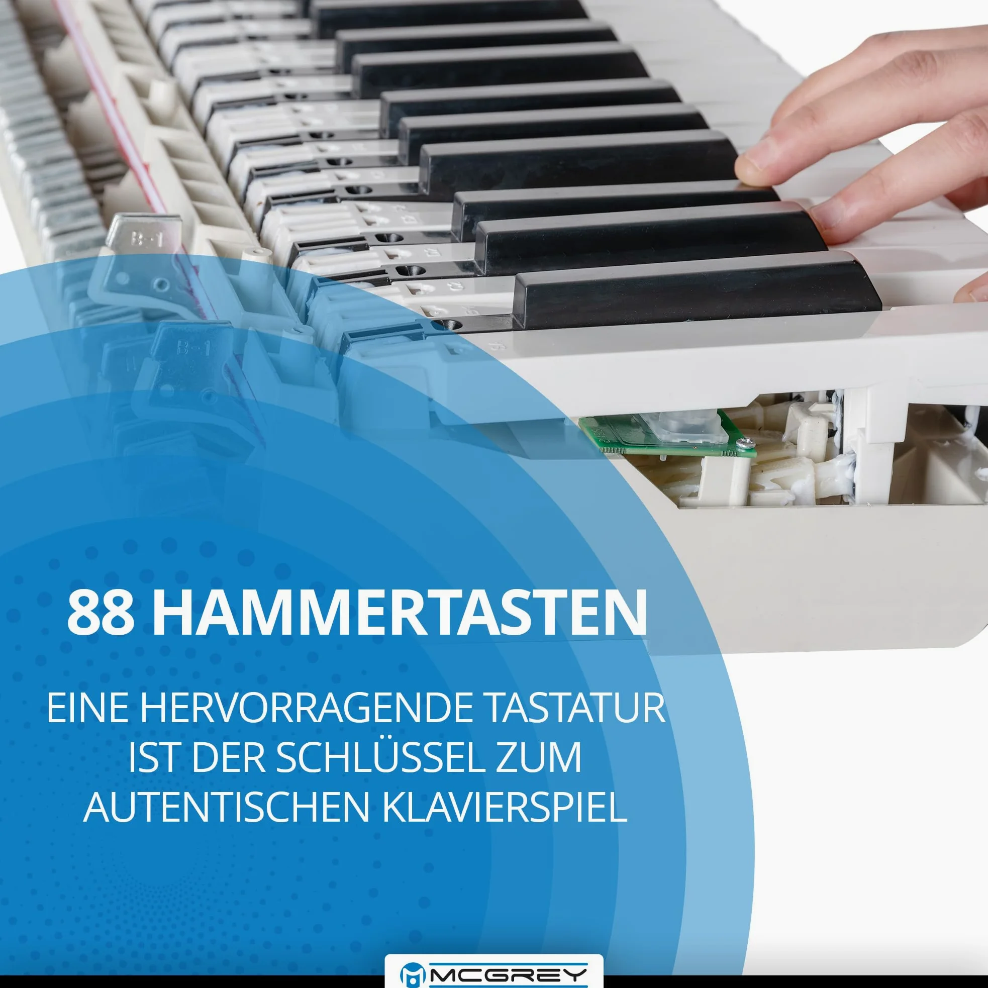 McGrey DP-19 SM E-Piano Set - 88 gewichtete Tasten mit Hammermechanik und Anschlagdynamik - 8 Klänge - Tastaturabdeckung - inkl. Klavierbank, Kopfhörer und Klavierschule - Schwarz matt