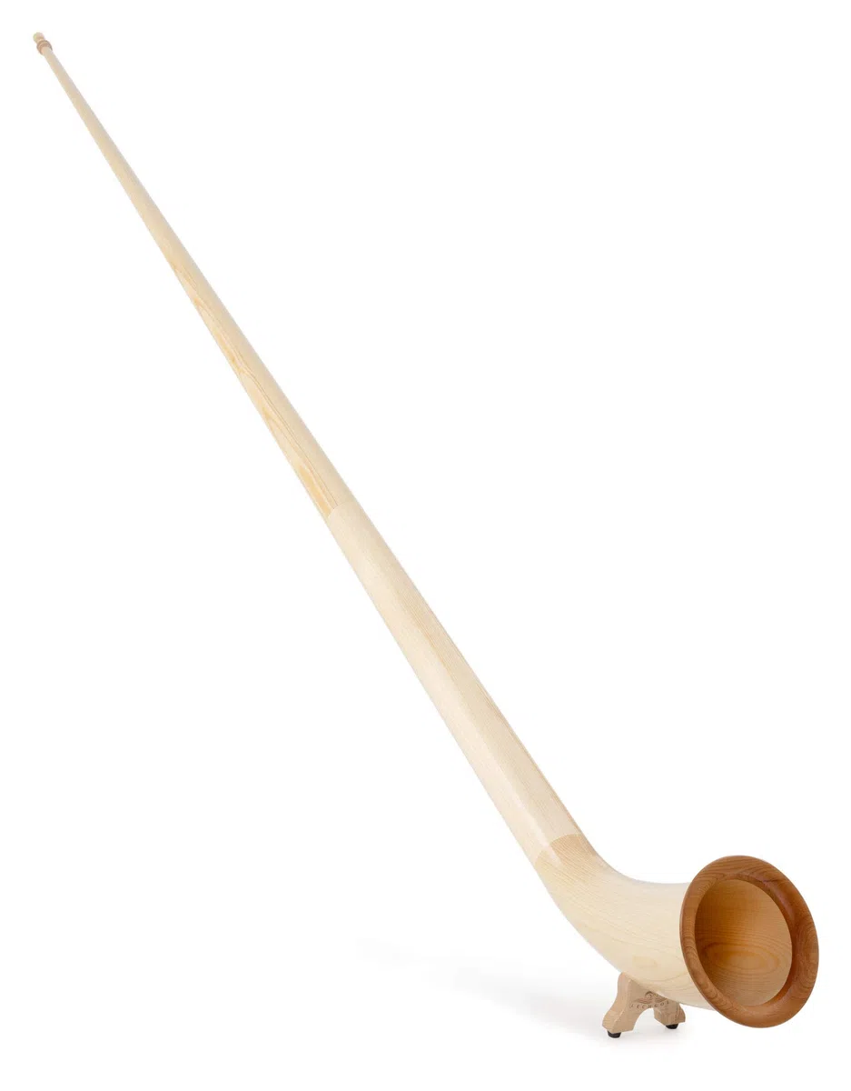 Alphorn Natur Fichte F (3-teilig, F-Stimmung, 360 cm, natur lackiert, 440 Hz, inkl. 19 mm Mundstück)