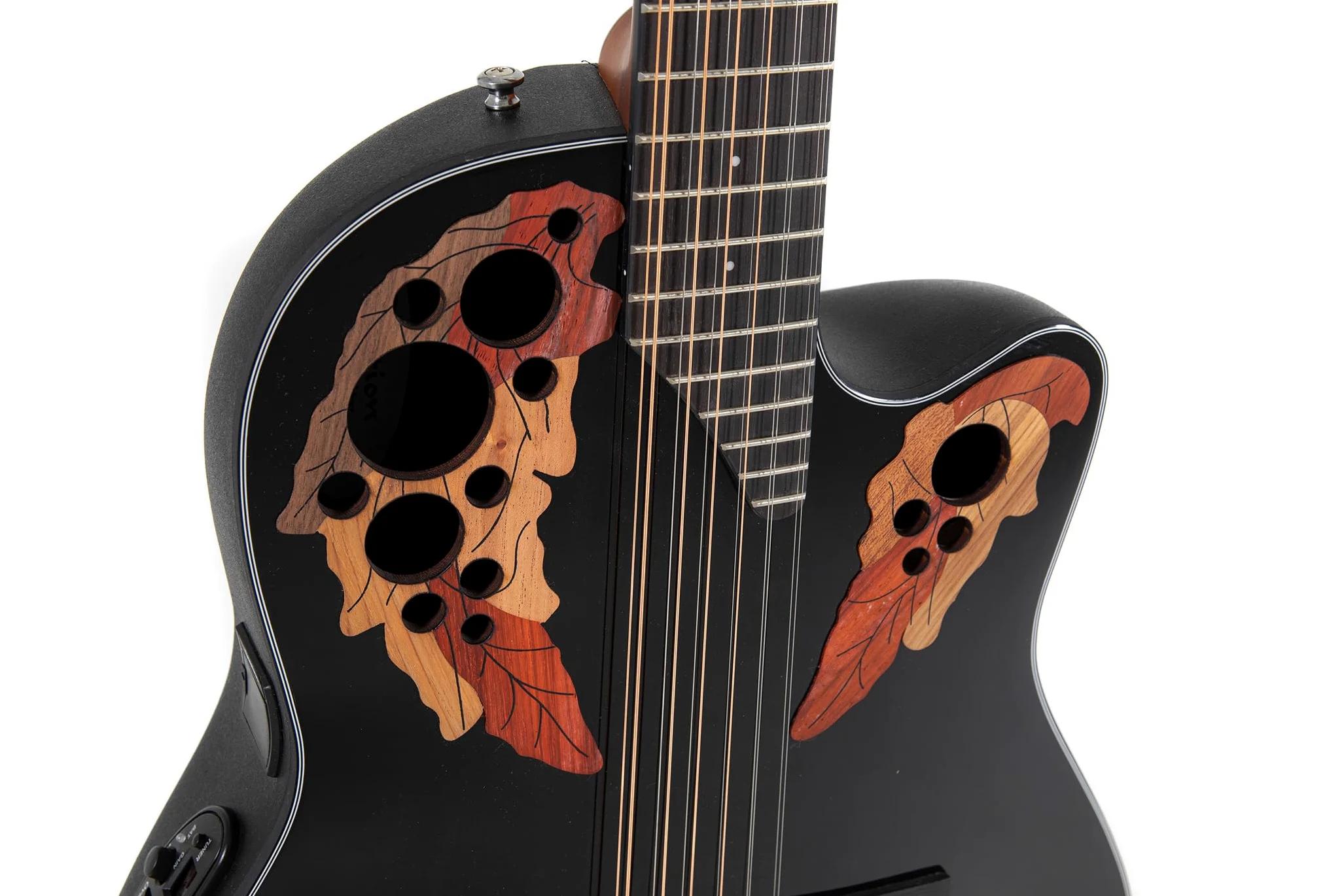 OVATION E-Akustikgitarre Celebrity Elite CE4412 Mid Cutaway - 12-Saiter - Massive Fichtendecke - Mid-depth Lyrachord Body - Black - CE4412-5-G
