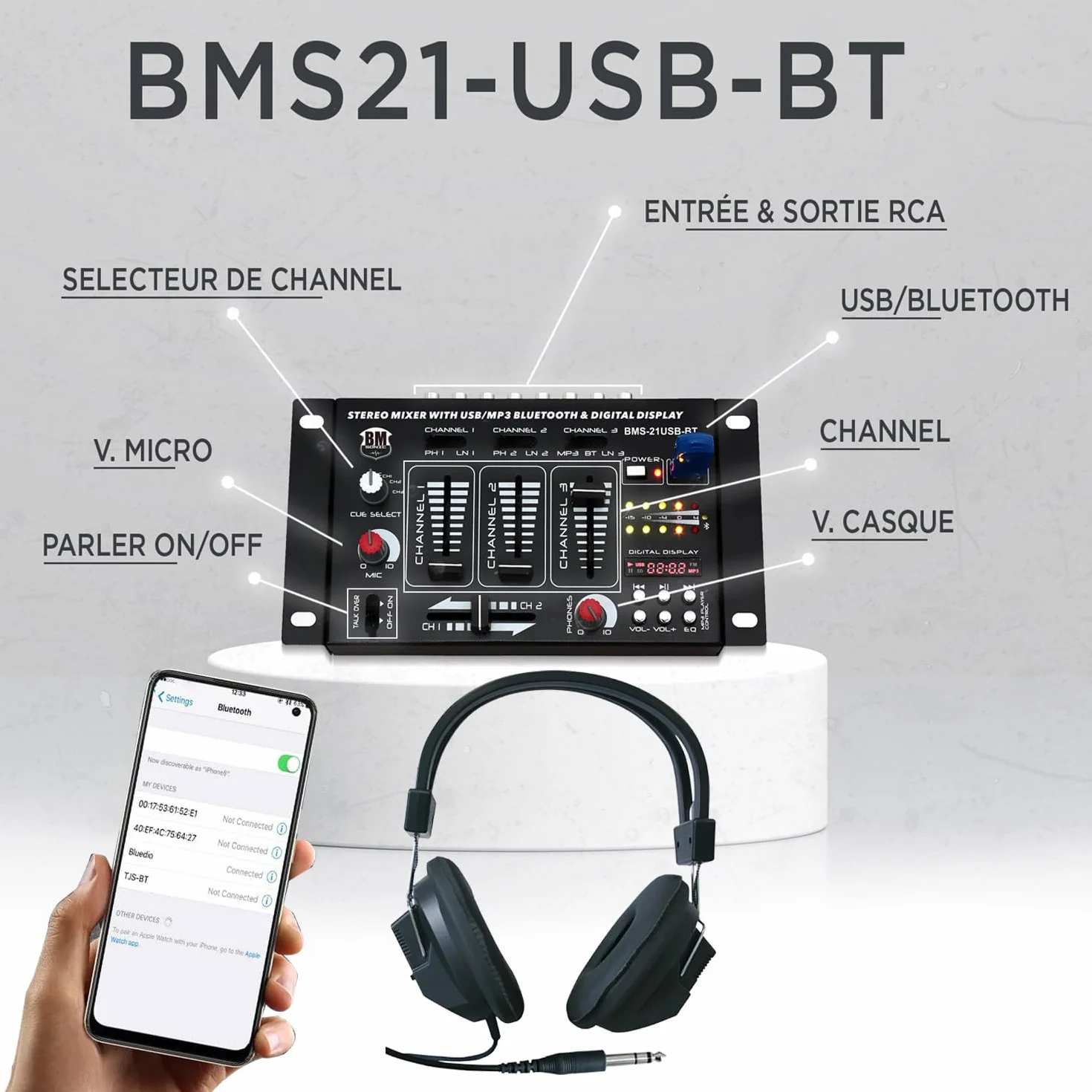 Soundpaket 3200W Passiv Lautsprecher Komplettset, 2x 600W, Mischpult, 4x Xperformer + LED-UFO, Standfüße