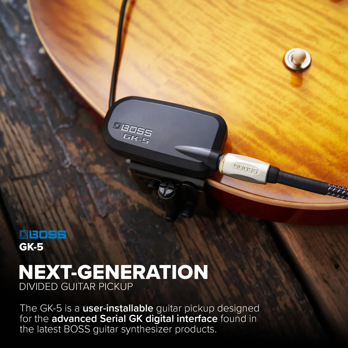 BOSS GK-5 Hexaphonischer Tonabnehmer für E-Gitarren, Für die neueste Generation der BOSS Gitarren-Synthesizer, Unterstützt die Serial GK Schnittstelle, Stabile digitale Signalübertragung