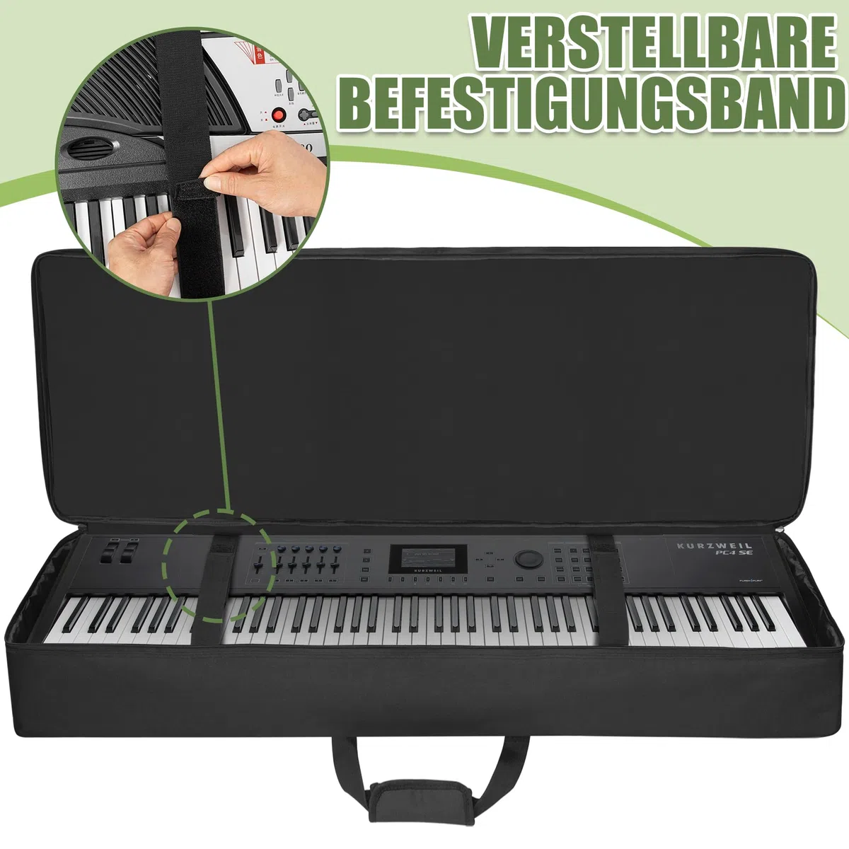 88 Key Keyboard Tasche, Robuste 600D Oxford Keyboardtasche mit 10 mm Polsterung, Griffen und Schultergurten für Digitales E-Piano (146x45.7x20.3CM)