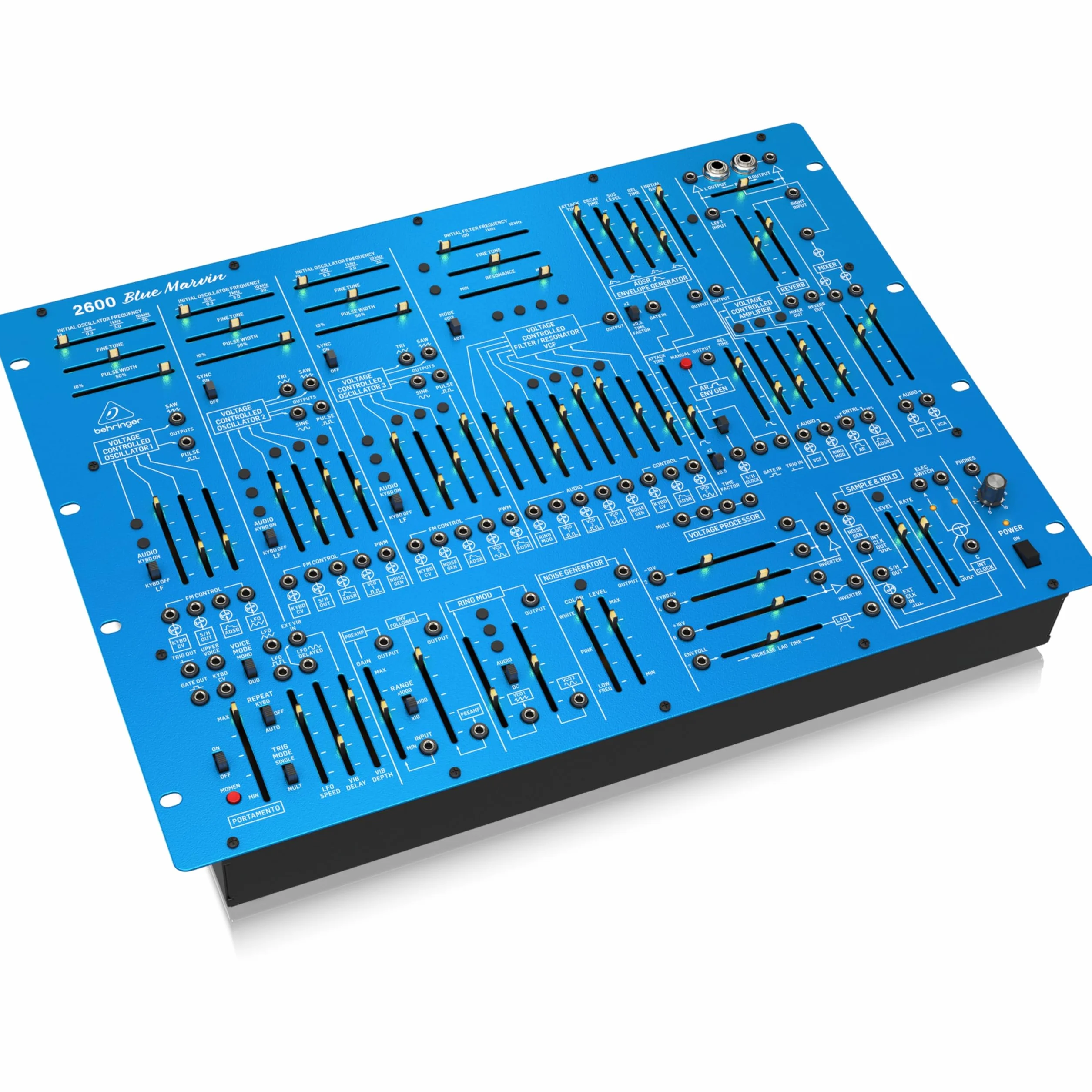 Behringer 2600 BLUE MARVIN Special Edition halbmodularer analoger Synthesizer mit 3 VCOs und Multi-Mode-VCF im 8U-Rack-Mount-Format