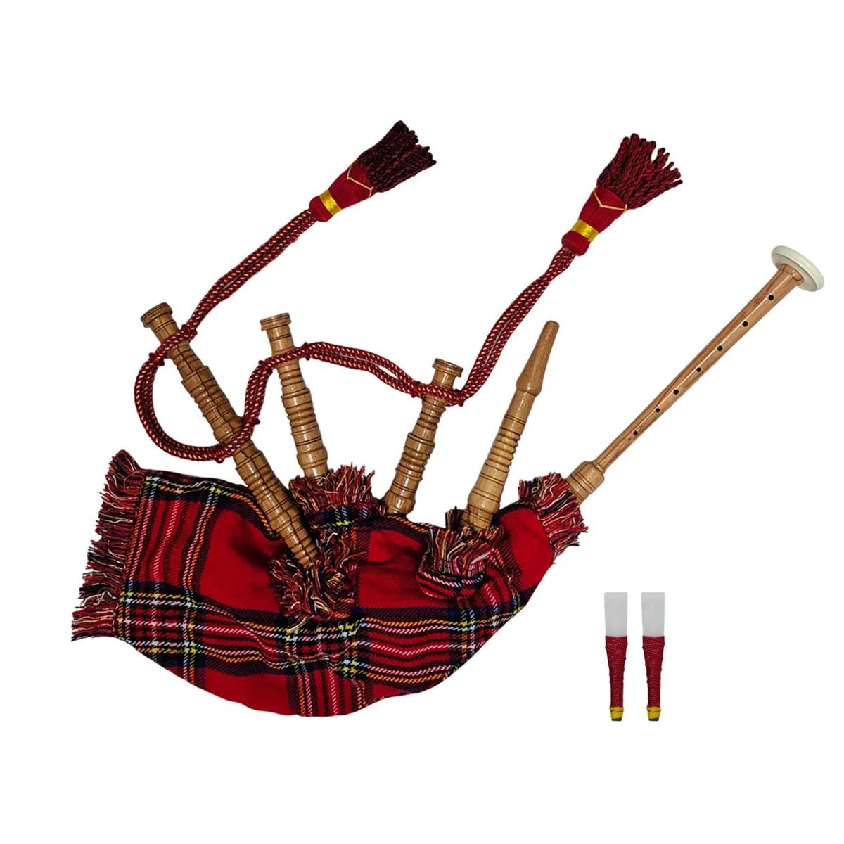 Royal Stewart Tartan Anfänger-Dudelsack Cocus-Holz-Finish mit 2 Blättern Übungs-Dudelsack