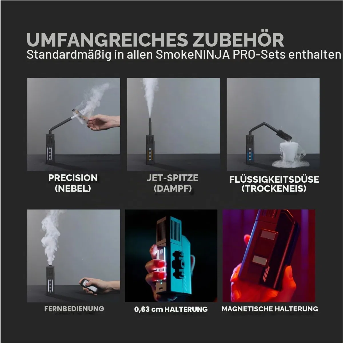 PMI SmokeNINJA PRO KIT Tragbare Nebelmaschine mit verlängerter Berstzeit, USB-C-Steuerung, überlegener Nebel-, Dampf- und Trockeneiseffekte für Studio- und Eventgebrauch (Pro Kit) (PRO HAZER KIT)