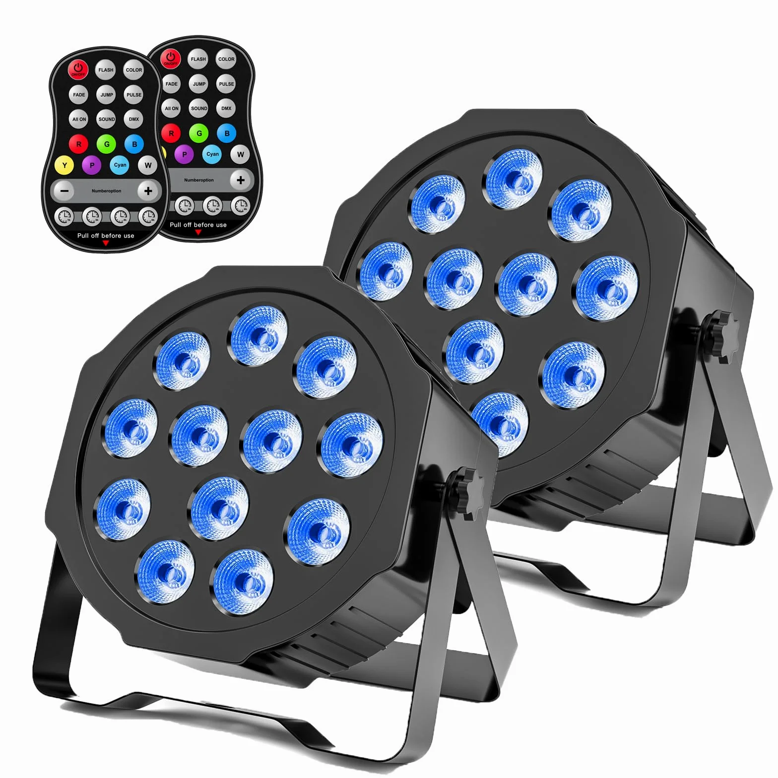 2 PCS RGBW Akku Bühnenlicht, 24W Wiederaufladbare Par Licht mit Funktion Timer und 7 Beleuchtung Modi, 8CH Akku Strahler Outdoor für Hochzeit Bar DJ Show Disco