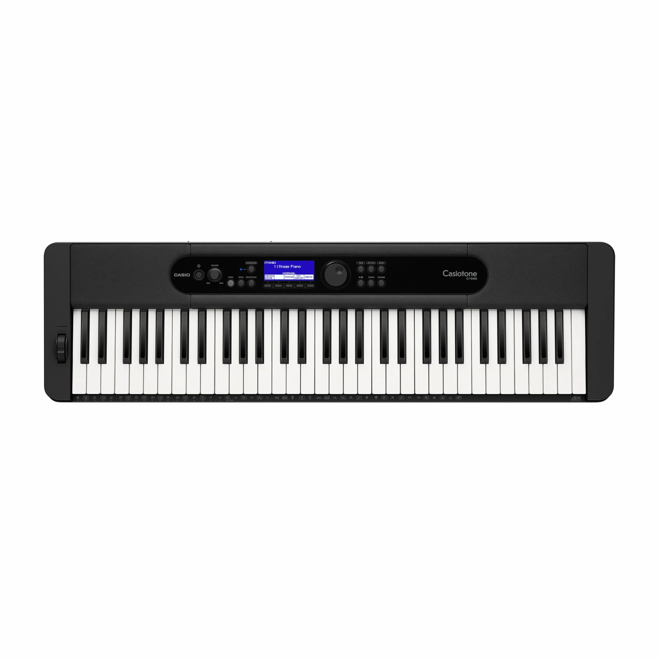 Casio Casiotone CT-S400 Keyboard mit 61 anschlagdynamischen Tasten, 600 Sounds und 200 Begleitrhythmen, schwarz