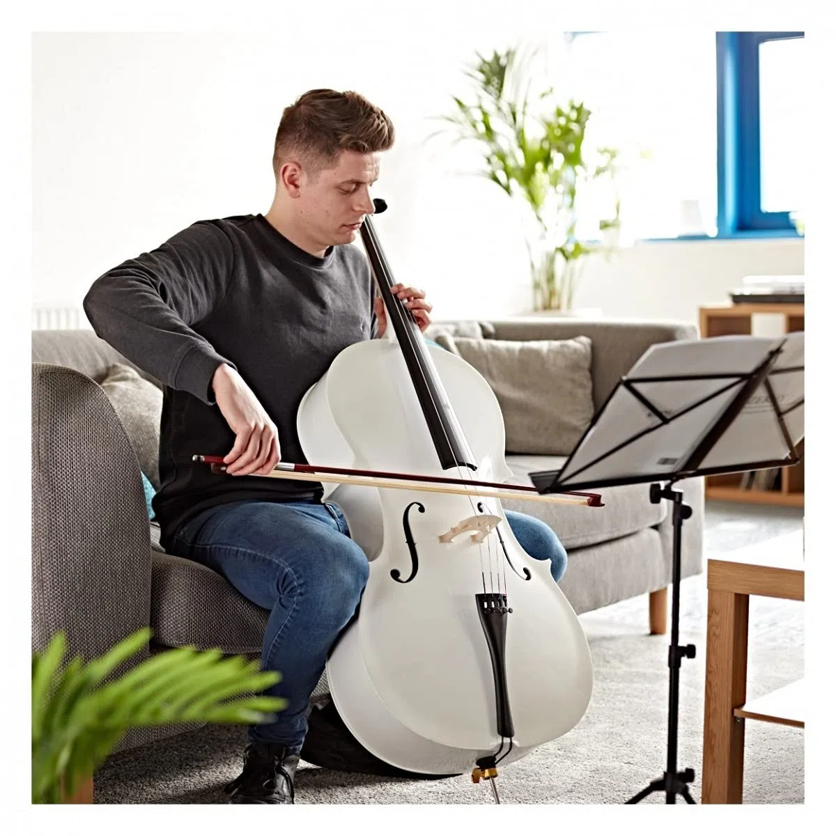 Full Size Cello mit Bogen & Etui von Gear4music 4/4 Weiß
