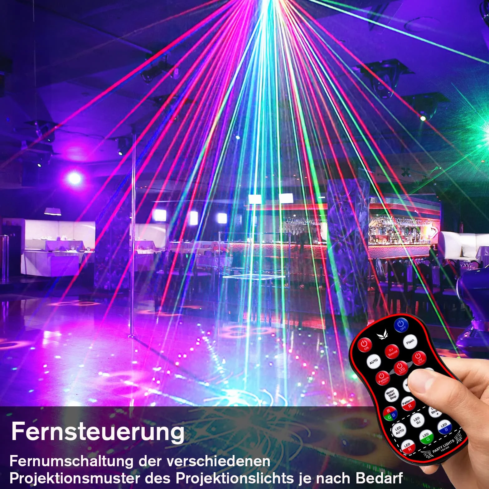 Discolicht Partylicht, LED RGB Licht DJ Projektor Musikgesteuert DJ Disco Lichter, DMX Effektstrahler Für KTV Familientreffen Hochzeit Geburtstag Halloween (LTB337021)