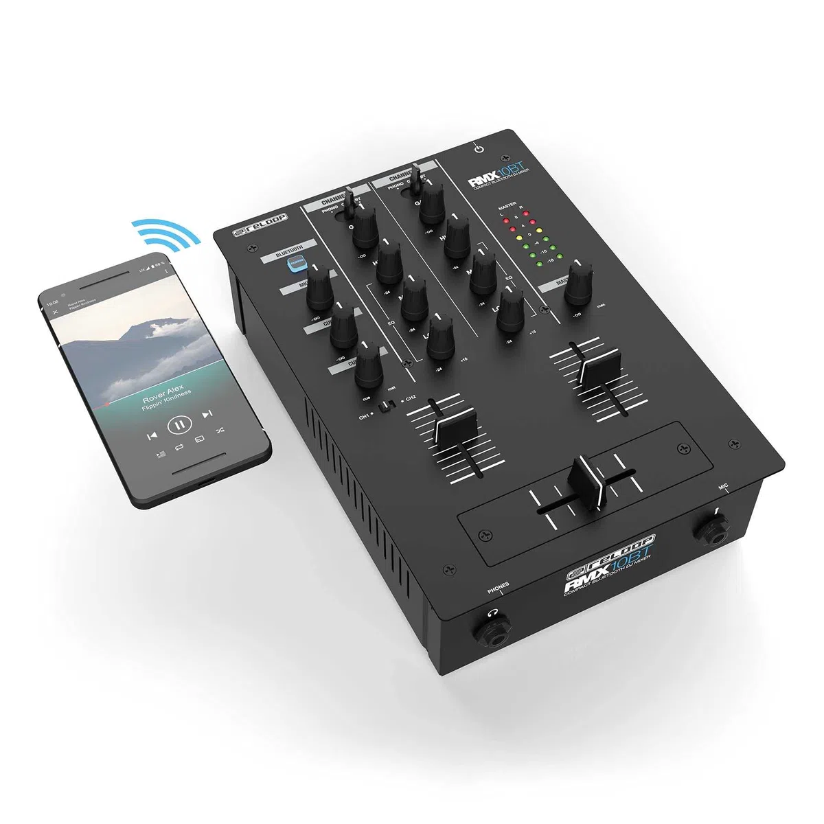 Reloop RMX-10 BT - 2-Kanal DJ-Mixer mit eingebauter Bluetooth-Konnektivität, Metall, schwarz