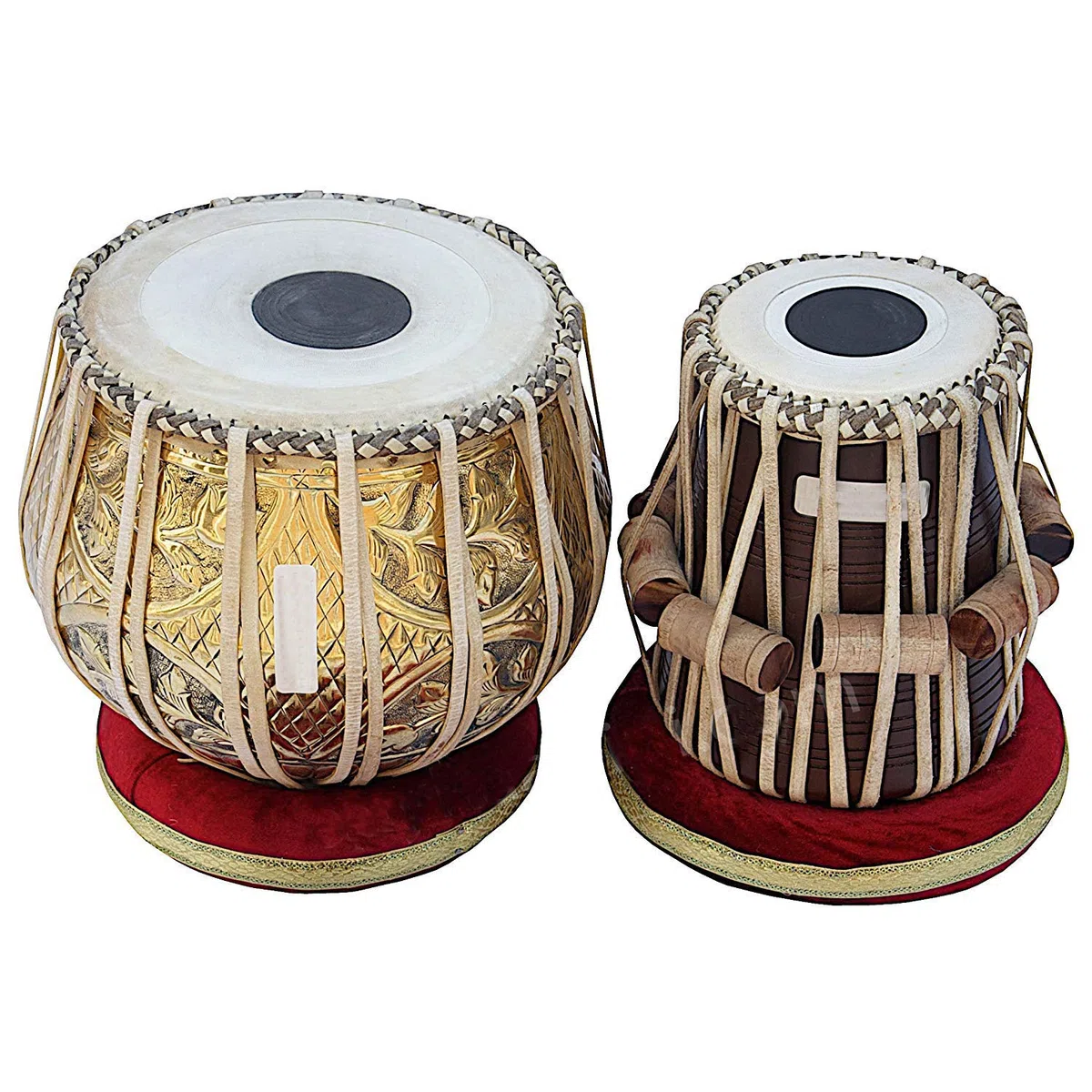 SAI MUSICAL Tabla Set, 3,5 kg Designer Golden Brass Bayan, Sheesham Tabla Dayan, Professionelle Trommeln, gepolsterte Tasche, Buch, Hammer, Kissen, Hülle