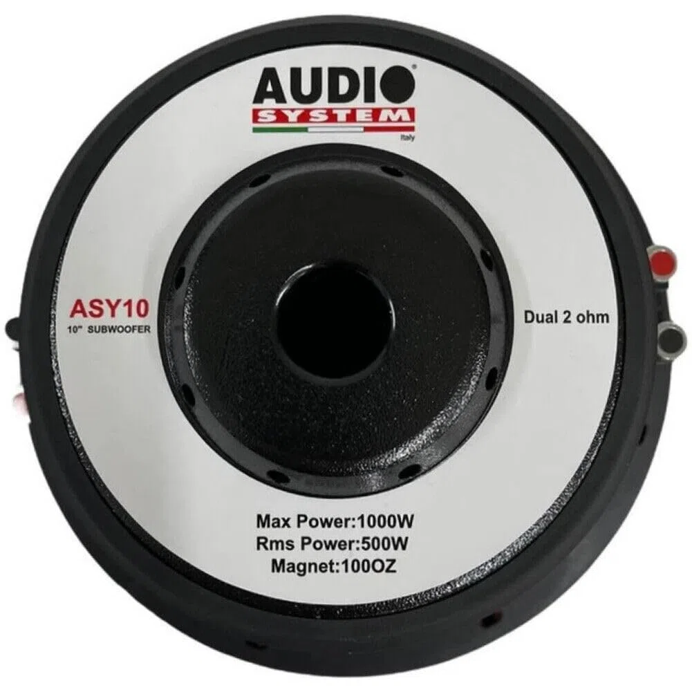 KIT Set FÜR Audio System ASY10 ASY-10 1 Subwoofer 25 cm 10" Durchmesser, Doppelschwingspule, Dual Voice Coil, 2+2 Ohm, 500 Watt rms 1000 Watt max, 1 Stück