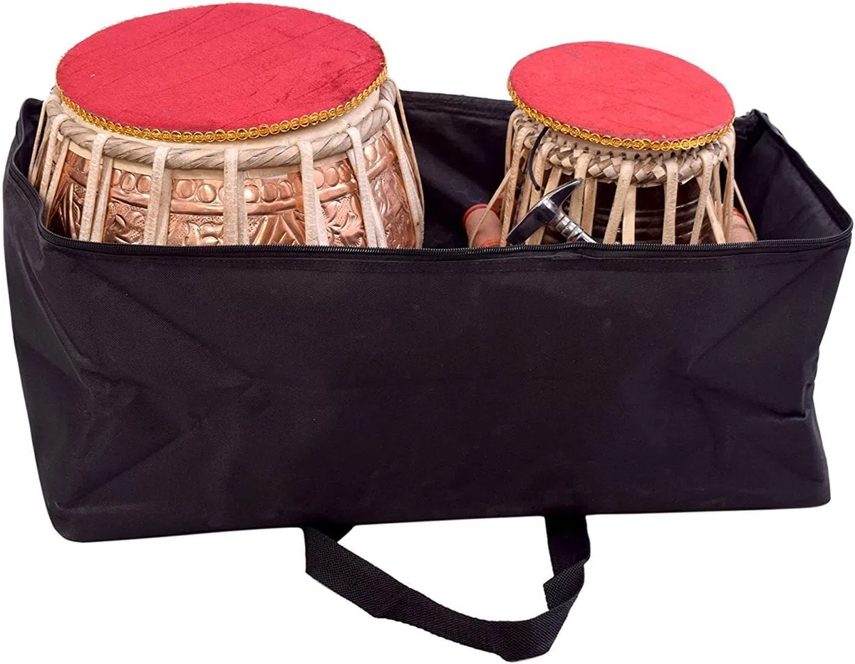 Tabla Schlagzeug-Set von Royal Kurta Musicals, 3,5 kg Kupfer-Bayan, Sheesham Dayan, gepolsterte Tasche, Buch, Hammer, Kissen, Hülle
