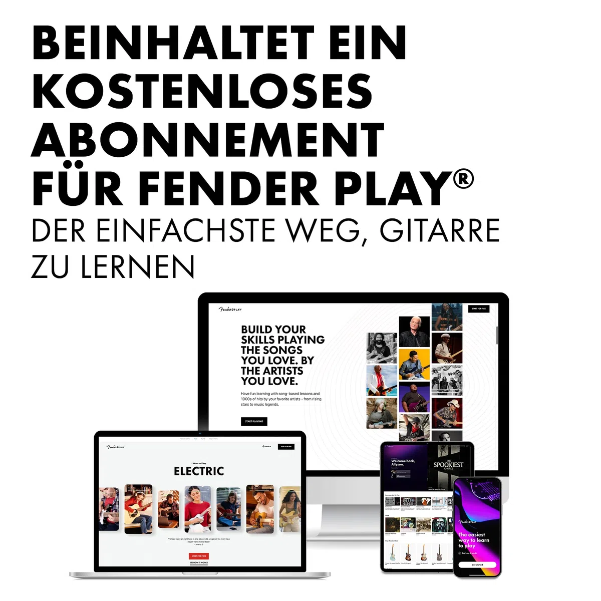 Squier by Fender Debut Collection Precision Bass, Lieferumfang mit Zubehör: - Ständer - Rumble 15 Amp - Gepolstertes Gigbag - Gurt - Bass - 3 m Kabel - FT-1 Stimmgerät