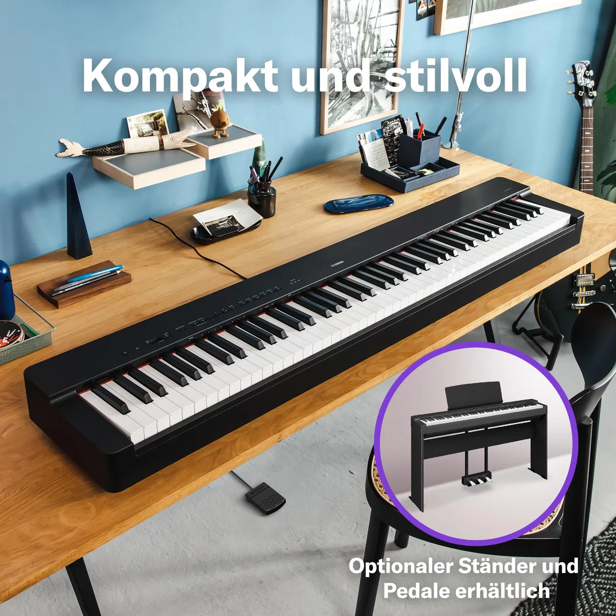 Yamaha P-225 Digital Piano Schwarz 88 gewichtete Tasten Graded-Hammer-Compact-Tastatur 24 Instrumentenklänge