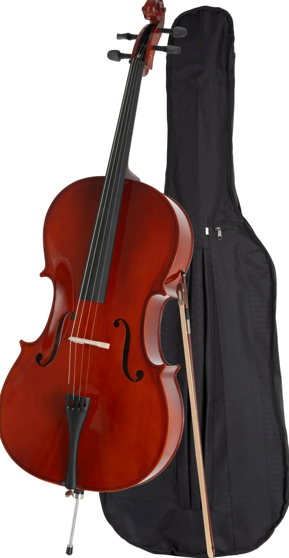 Classic Cantabile CP-100 Cello 4/4 Set (Decke: Fichte, Boden: Ahron, Wirbel: Palisander, höhenvertellbarer Stachel, hochglanz lackiert, inkl. Bogen und Tasche)