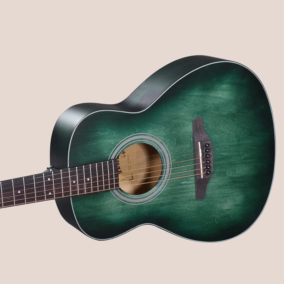 Winzz Akustik Gitarre 3/4 Kinder, Kleine Westerngitarre für Anfänger Erwachsene mit Multifunktionales Metronom, Blau-grün Reisegitarre Set 36 Zoll