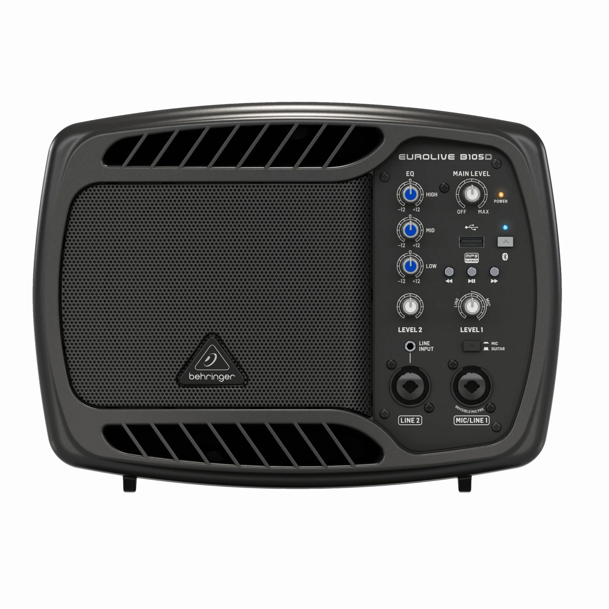 Behringer B105D Ultrakompakter 50-Watt-PA/Monitor-Lautsprecher mit MP3-Player und Bluetooth-Audio-Streaming