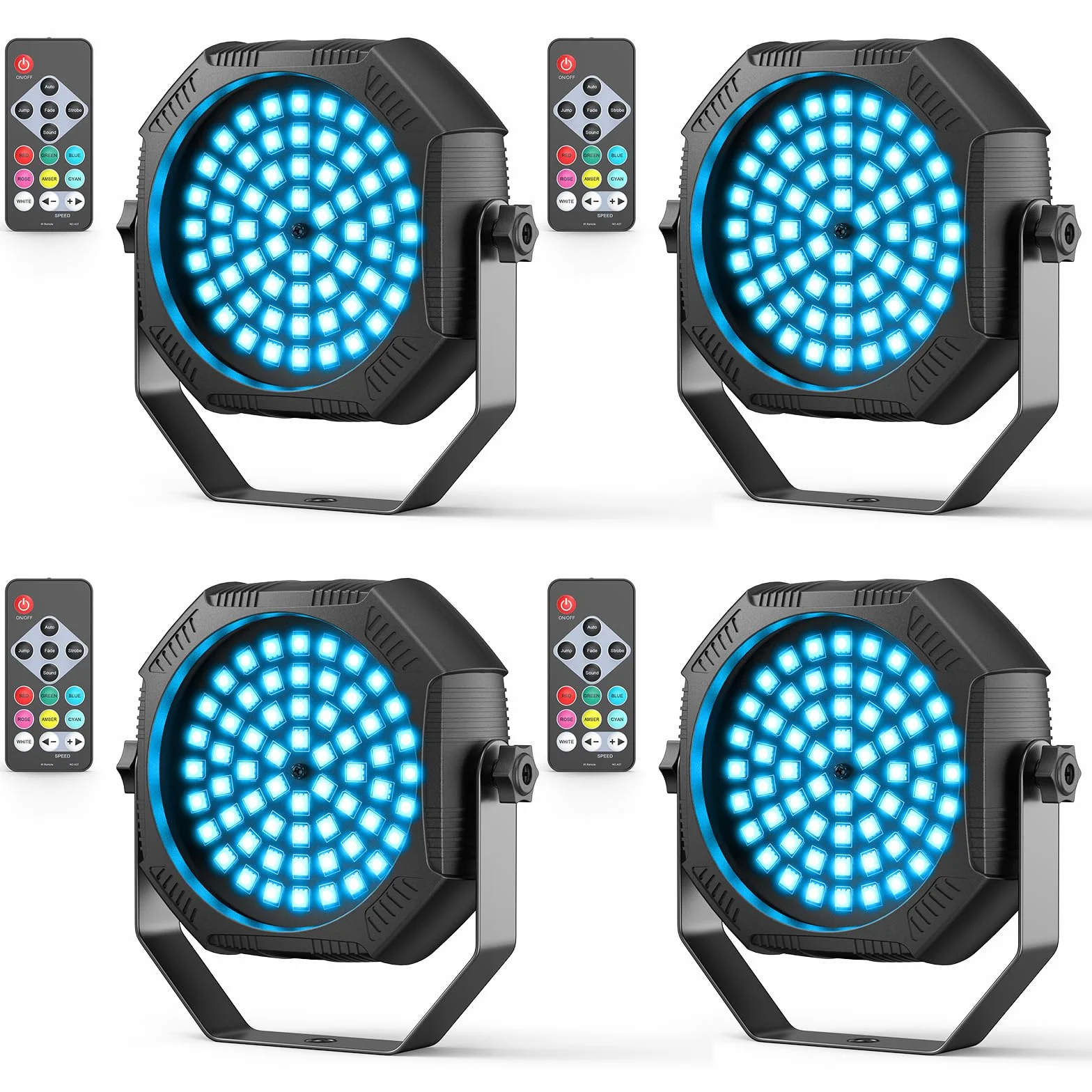 4PCS Mini RGB LED Par Akku, 60 x 0.5W LED 2200mAh Wiederaufladbares Stroboskop Bühnenlicht mit Fernbedienung, Partylicht für DJ Disco Party Bar Live-Raum Hochzeit Halloween Weihnachten