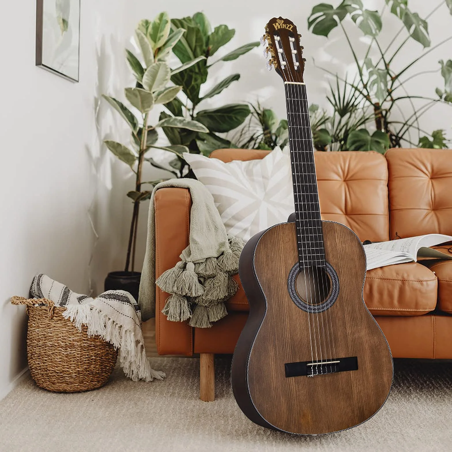 Winzz Konzertgitarre 4/4 Erwachsene, Klassische Gitarre für Anfänger 39 Zoll… Braun