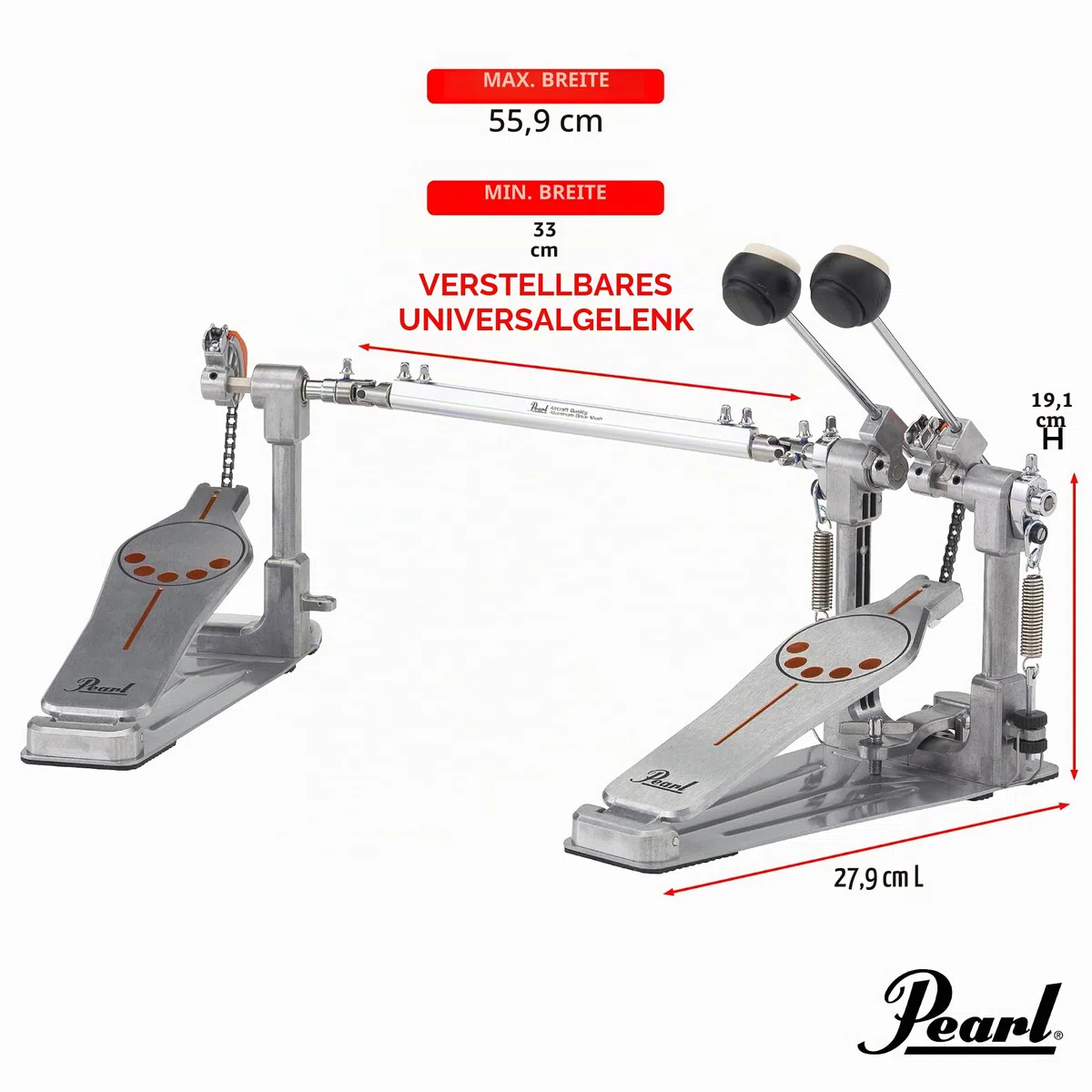 PEARL P-932 Bass Drum Doppel Pedal