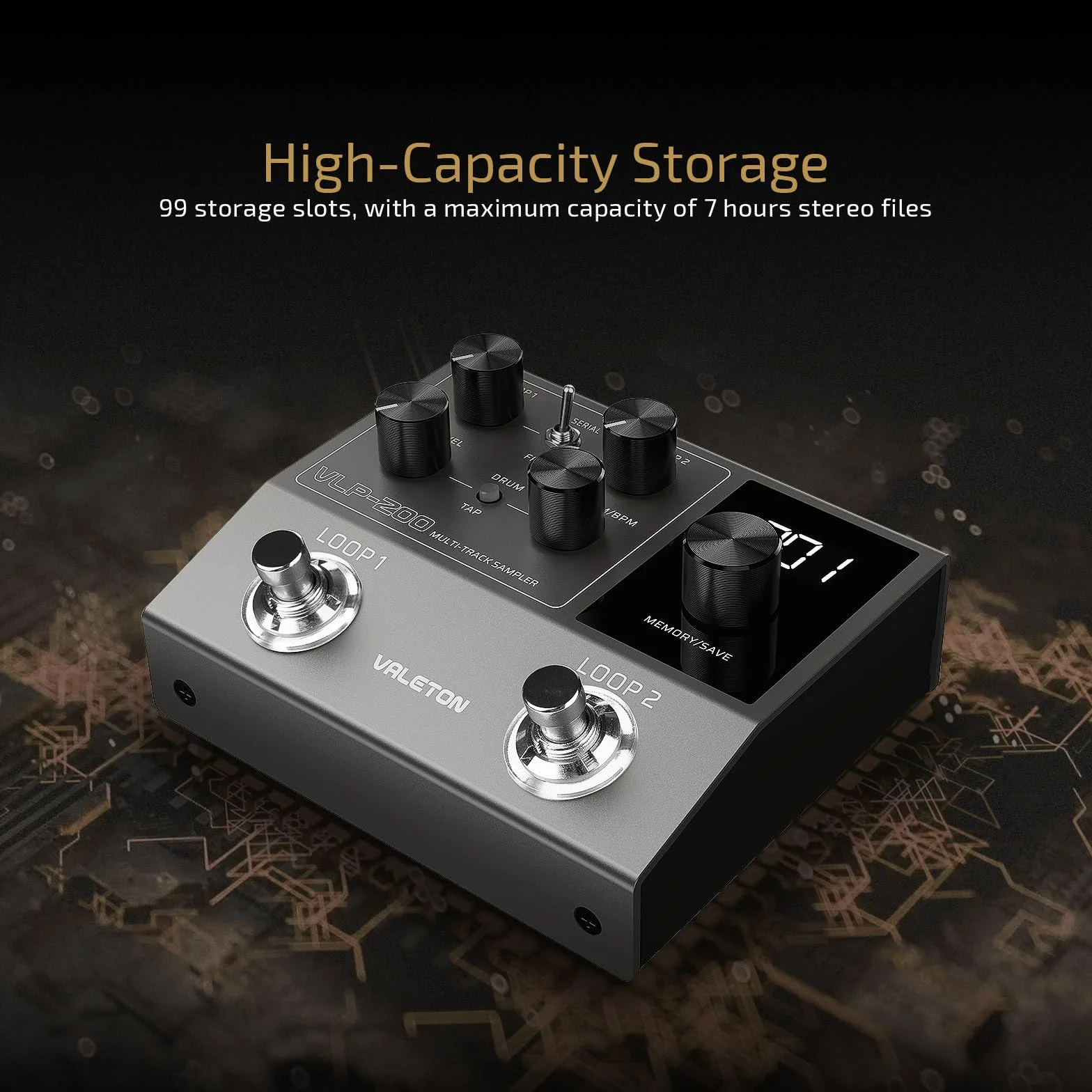 VALETON Looper Pedal Zweispur Stereo 99 Projekt Speicherplätze Software Unterstützung Looper für Gitarre, Bass, Keyboard, Gesang Drum Machine VLP-200
